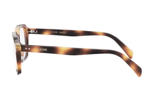Celine THIN CL50139I 053 Shiny Havana Geometric Men's Eyeglasses - Premium Designer Sunglasses for Men with UV Protection - Perfect for Outdoor Activities, Driving & Fashion Statement