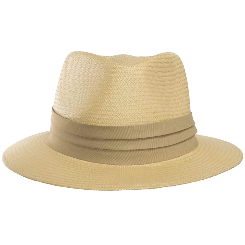Monte Cristo Classic Fedora Straw Panama Hat - Wide Brim Sun Hat for Men & Women - UPF 50+ Lightweight Beach Hat for Summer, Vacations & Outdoor Activities