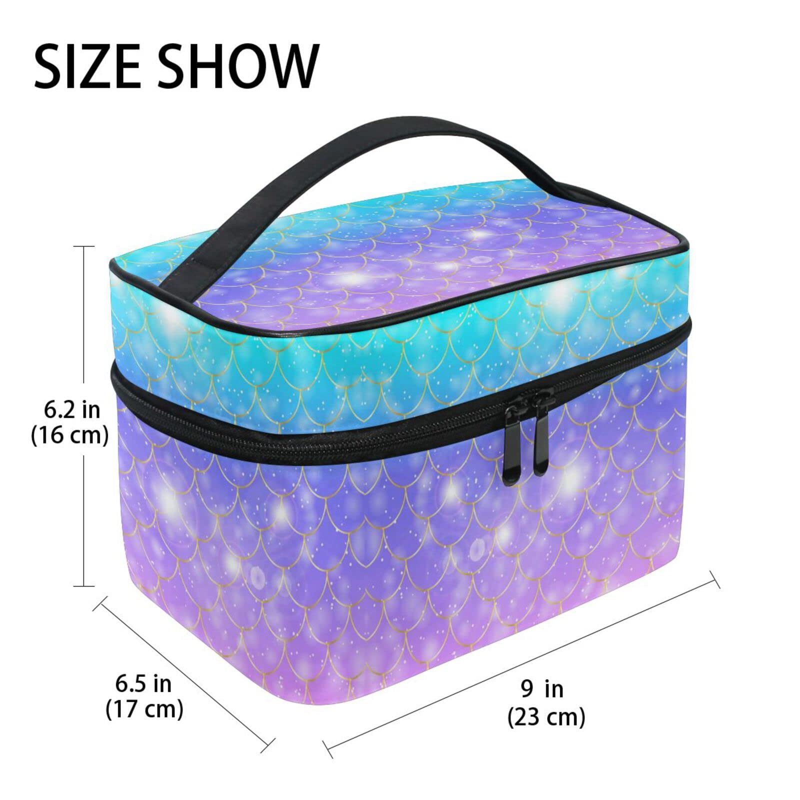 Rainbow Mermaid Scale Cosmetic Bag with Zipper - Waterproof Makeup Pouch & Toiletry Organizer for Women & Girls | Perfect for Travel, Gym, and Daily Beauty Essentials
