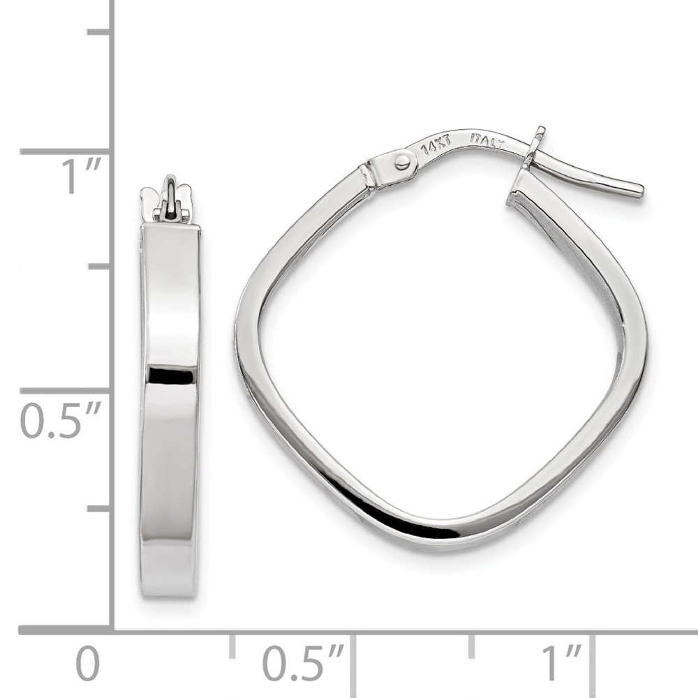 14K White Gold Flat Edge Square Hoop Earrings for Women - Classic Minimalist Jewelry for Everyday Wear, Office, Date Night & Special Occasions