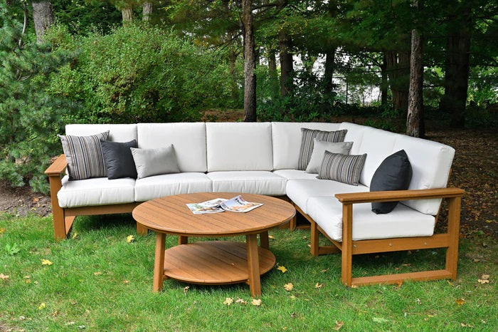 Luxcraft Recycled Plastic Lanai Deep Seating Sectional Sofa Set - Outdoor Patio Furniture with Loveseat & Corner Unit for Poolside, Garden or Backyard Relaxation