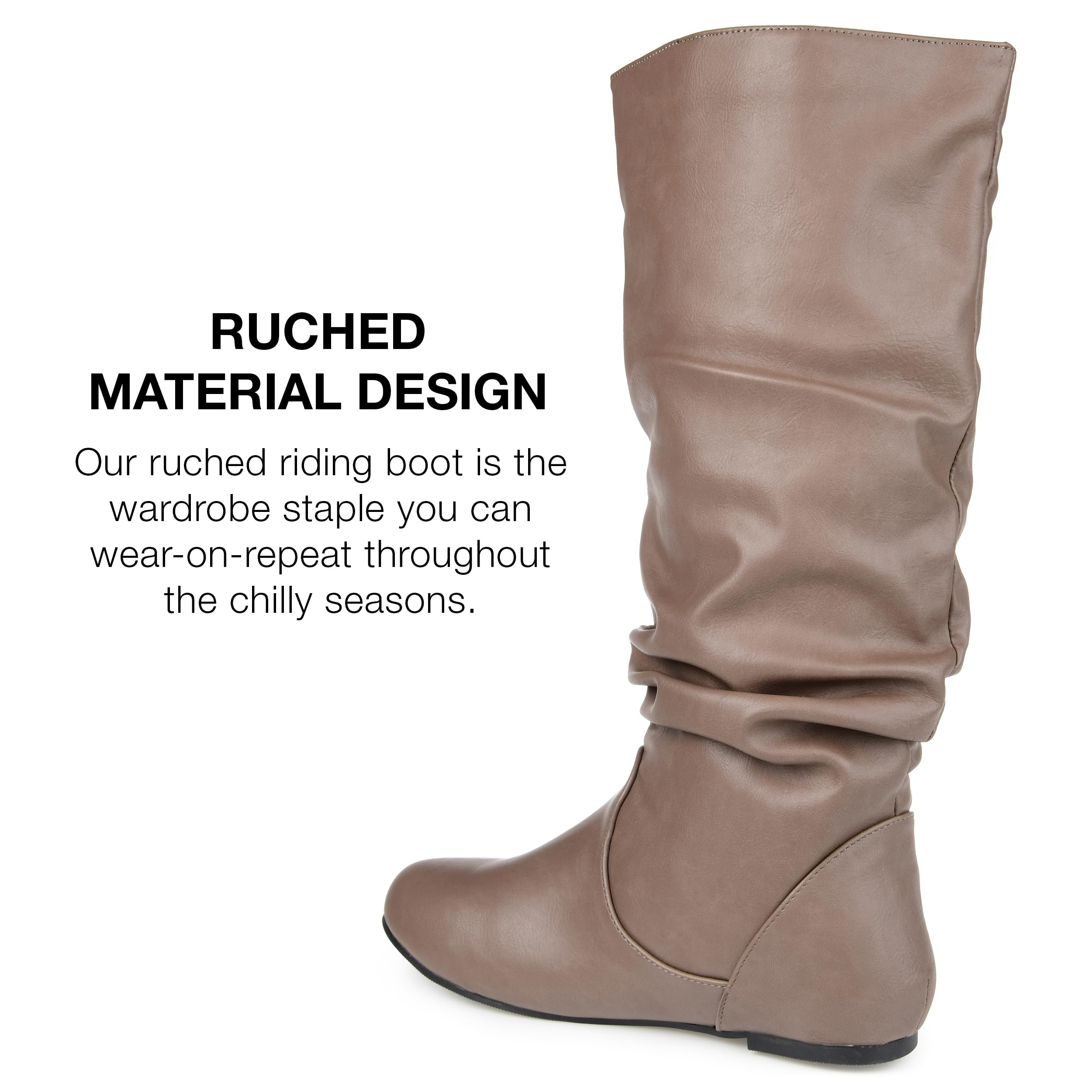 Journee Women's Jayne Round Toe Riding Boots - Stylish & Comfortable Equestrian Boots for Horseback Riding, Casual Wear & Outdoor Activities