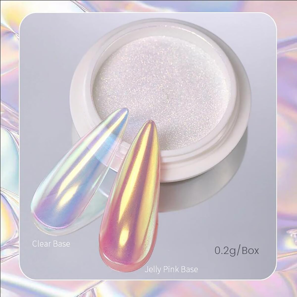 1 Box Holographic Nail Powder - Mermaid Nail Glitter, Pearl Shell Shimmer Powder, Glimmer Dust for Nail Art - Champagne Gold & Rainbow Holographic Nail Flakes - Perfect for DIY Manicures, Nail Salon Decorations, and Party Glam Looks