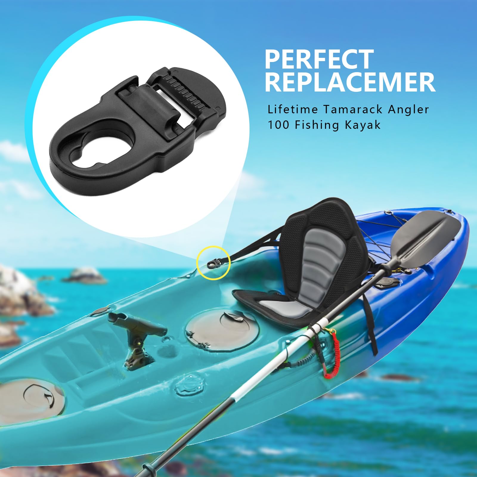 4 Pack Kayak Seat Replacement Clips - Heavy Duty Kayak Seat Repair Kit for Secure & Comfortable Paddling - Perfect for Fishing, Camping & Outdoor Adventures