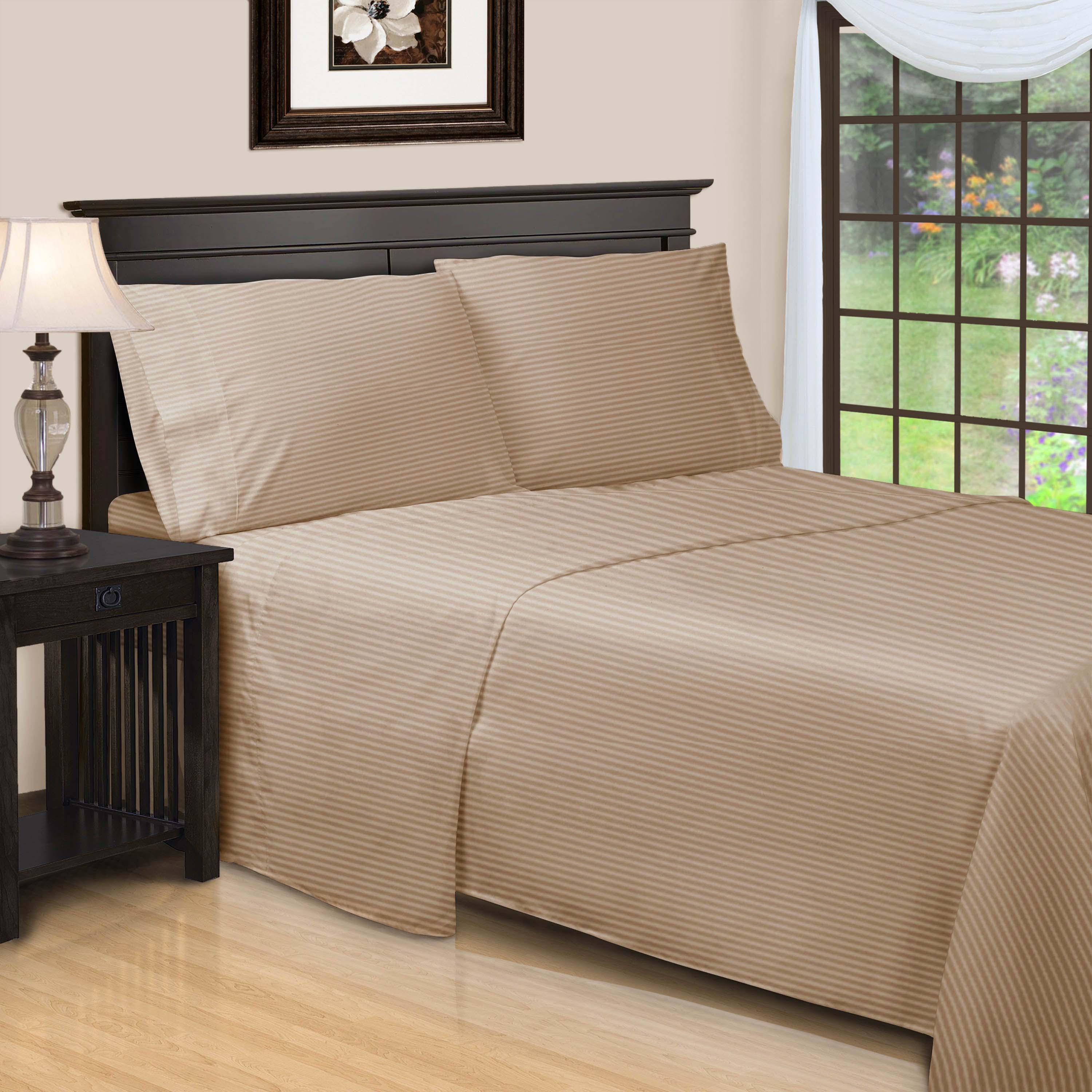 Premium 600 Thread Count Egyptian Cotton Sheet Set - Deep Pocket, Striped Design for Ultimate Comfort & Luxury - Perfect for Master Bedrooms & Guest Rooms