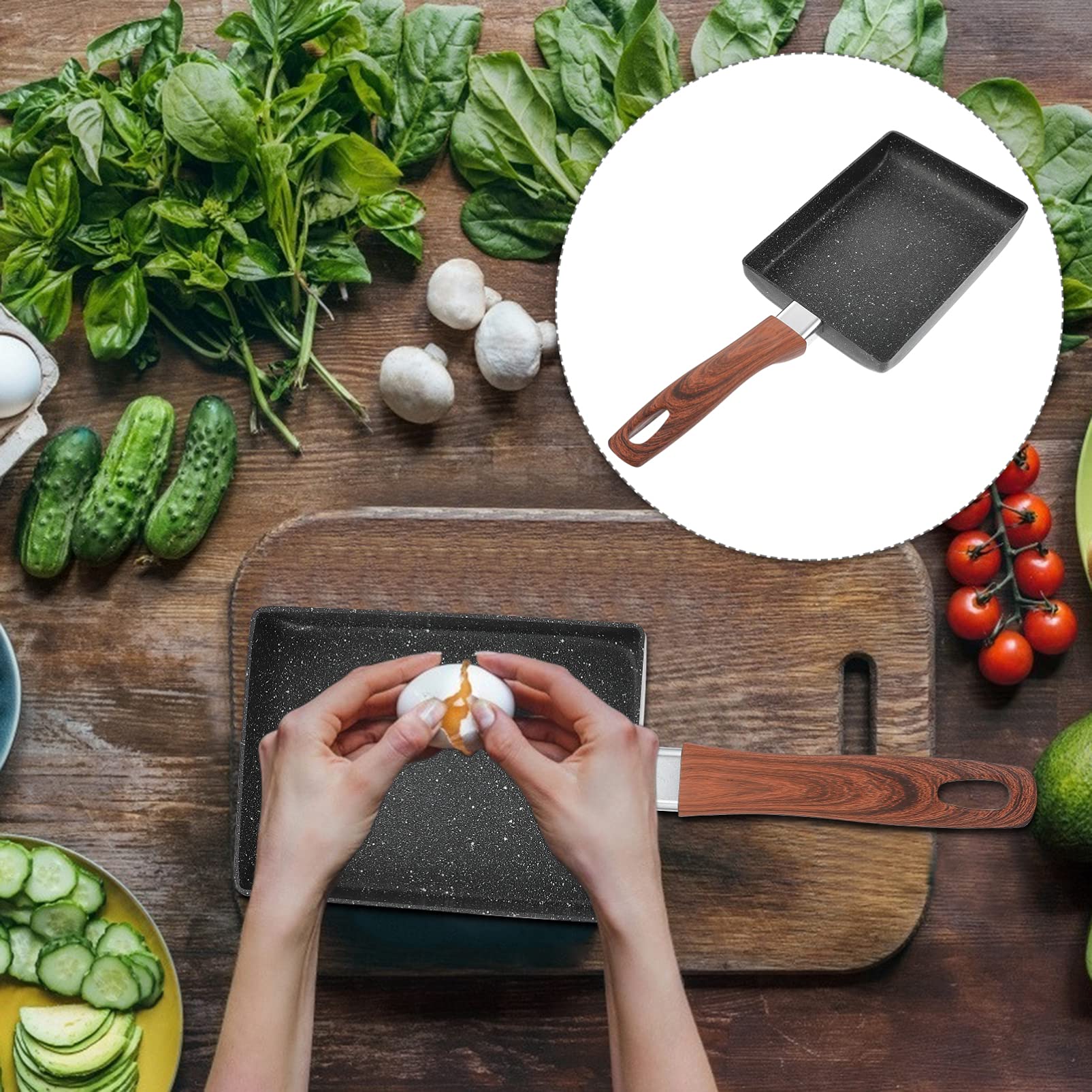 **Hemoton 1-Piece Nonstick Square Tamagoyaki Pan - Mini Frying Skillet for Steak, Eggs & Breakfast - Induction Cooktop Compatible Iron Griddle - Perfect for Japanese Omelette, Pancakes & Cooking at Home**