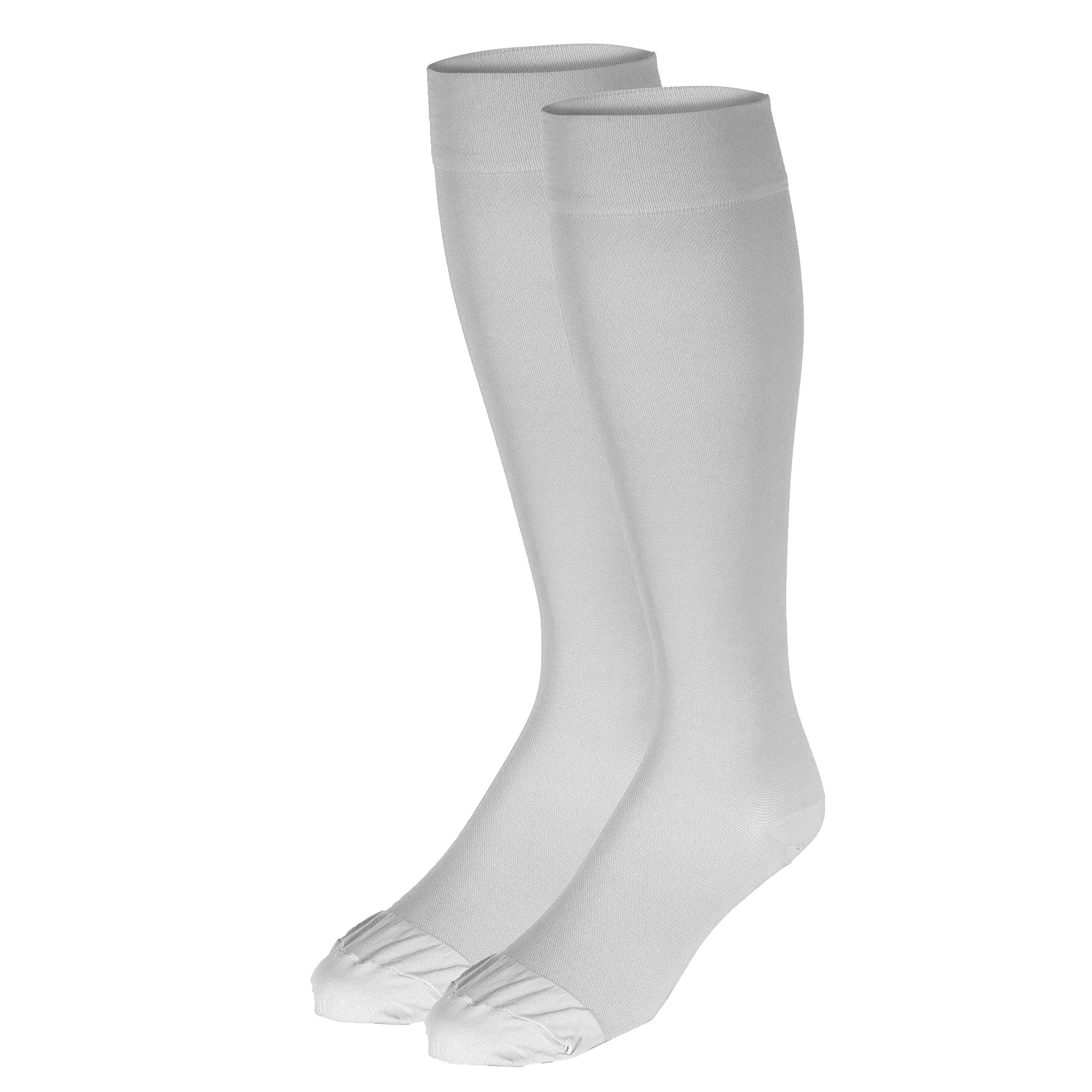 Truform 30-40 mmHg Medical Compression Socks for Men & Women - Knee High Support Stockings, Closed Toe, White, Medium Size - Ideal for Travel, Varicose Veins & Post-Surgery Recovery