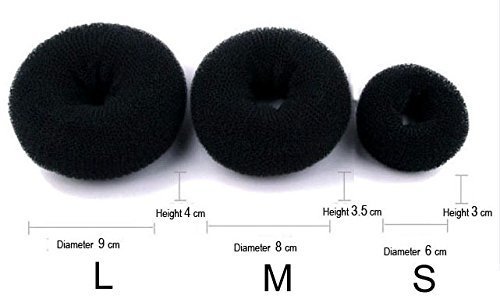 AASA 3-Piece Black Hair Donut Bun Maker Set for Women & Girls – Perfect for Updos, Ponytails & Styling at Home, Work or Special Events