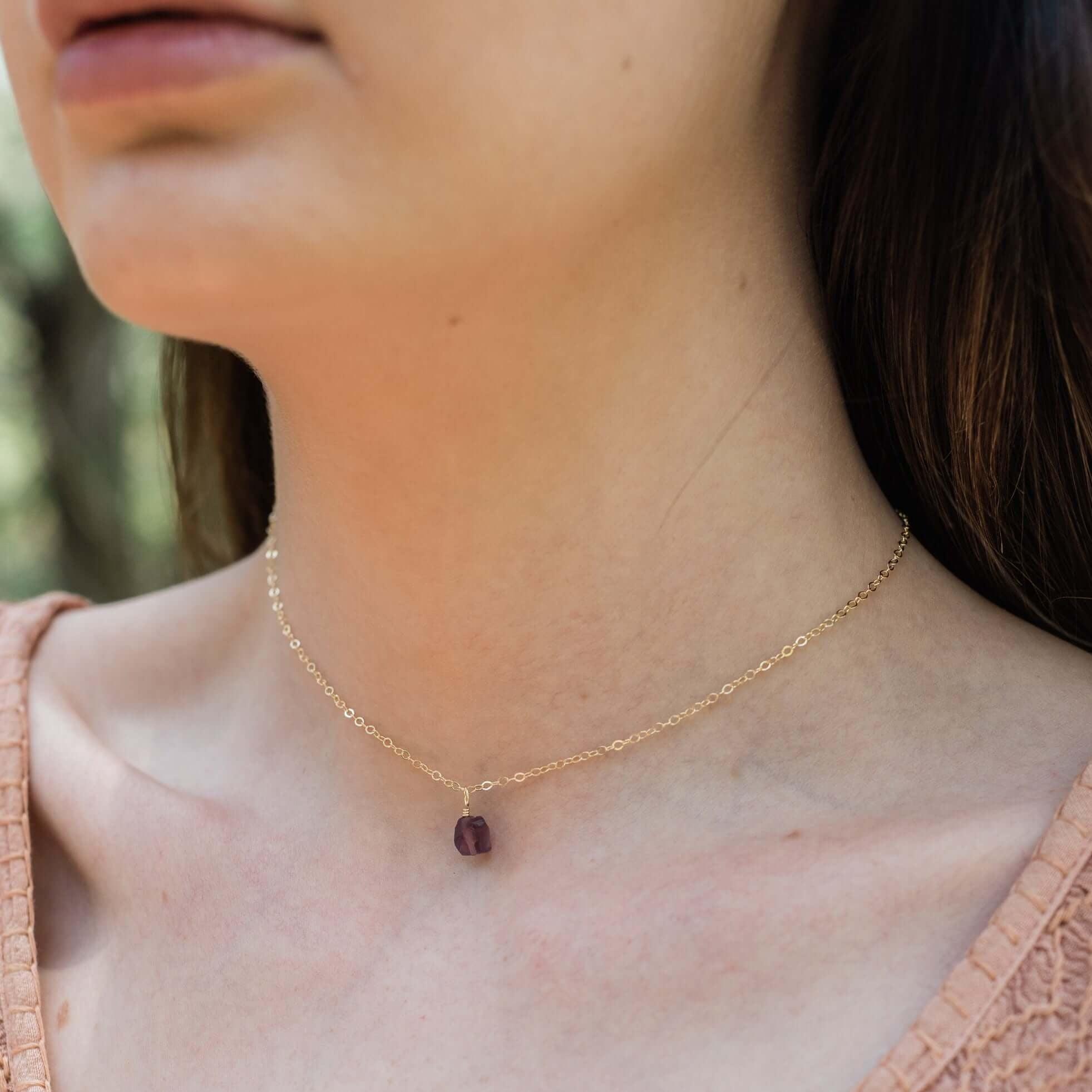 Natural Tiny Rough Amethyst Gemstone Pendant Necklace - Elegant Choker for Women, Spiritual Healing Jewelry | Perfect for Meditation, Yoga & Boho Fashion