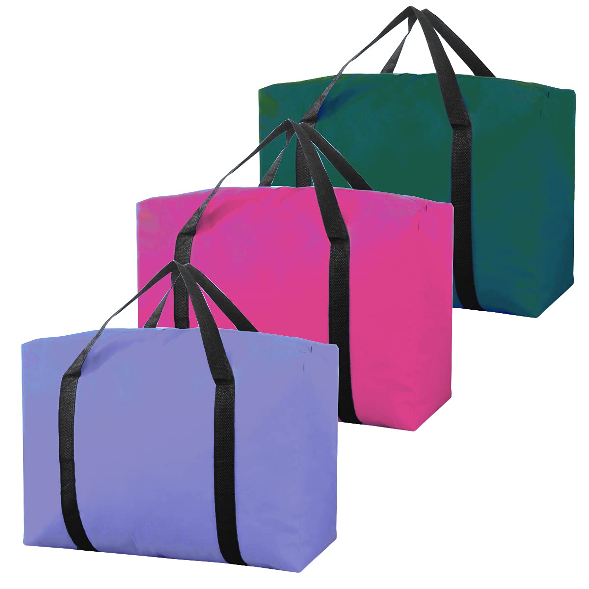 Rowland Harbor 3-Pack Heavy Duty 9.25 Gallon Storage Bags with Reinforced Handles - Durable Travel Duffel Bags for Moving, Camping, Festivals & Home Organization - Perfect for Clothes Storage, Luggage Packing & Seasonal Decorations