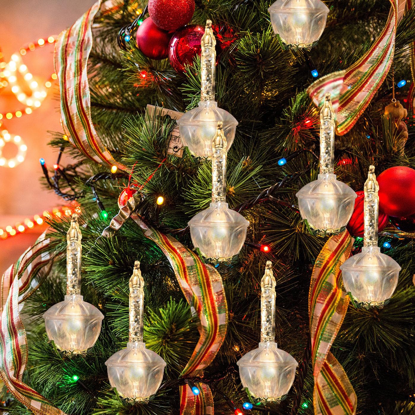 Vintage Silver Bubble Christmas Lights Set - 11Ft String Lights with 8 Clear Bulbs & Silver Glitter for Holiday Decor | Indoor Outdoor Christmas Tree, Party, Home, Garden Decoration | Perfect for Xmas, Weddings, Fireplace & Patio Lighting