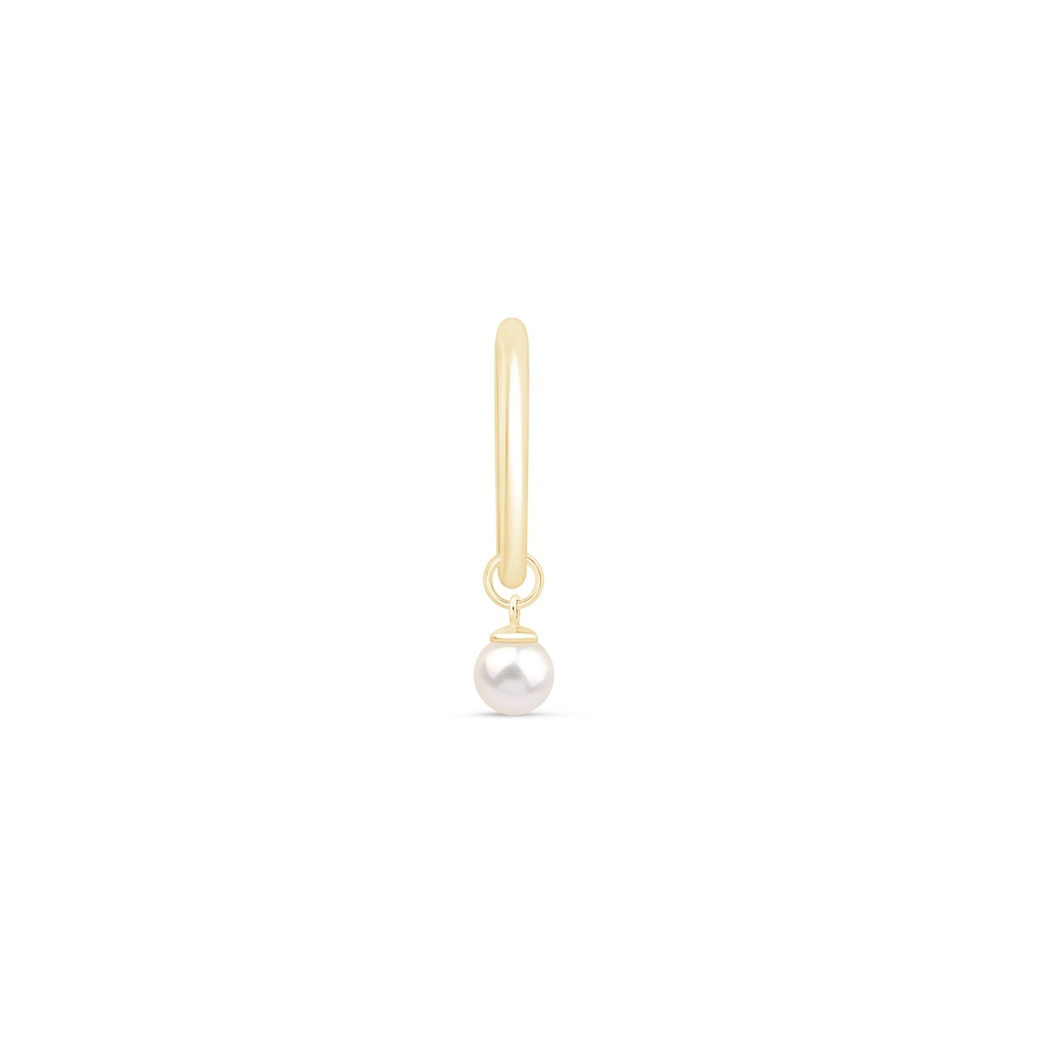 14K Solid Yellow Gold Hoop Earrings with Pearl Charm - Elegant Jewelry for Women, Perfect for Parties, Weddings & Daily Wear