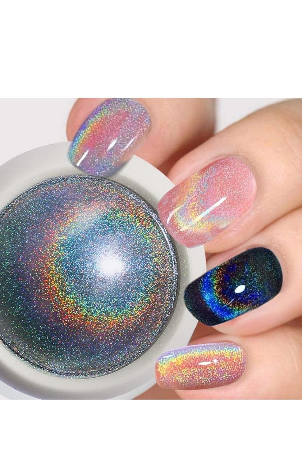 Holographic Chrome Nail Powder - Unicorn Pigment for Nail Art with Sponge Applicator | Perfect for DIY Nail Designs, Salon Manicures & Glitter Nail Art