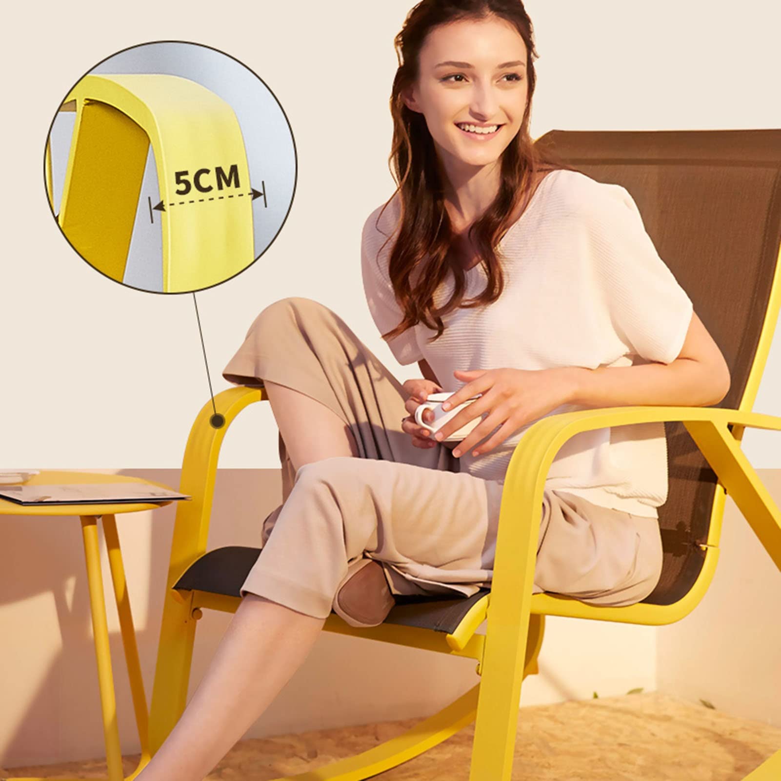 Premium Outdoor Textilene Rocking Chair - Lightweight Aluminum Alloy Zero Gravity Patio Chair with Padded Armrest & Cushion - Perfect for Garden, Porch, Balcony & Backyard Relaxation (4 Styles Available) - Ideal for Sunbathing, Reading & Outdoor Lounging