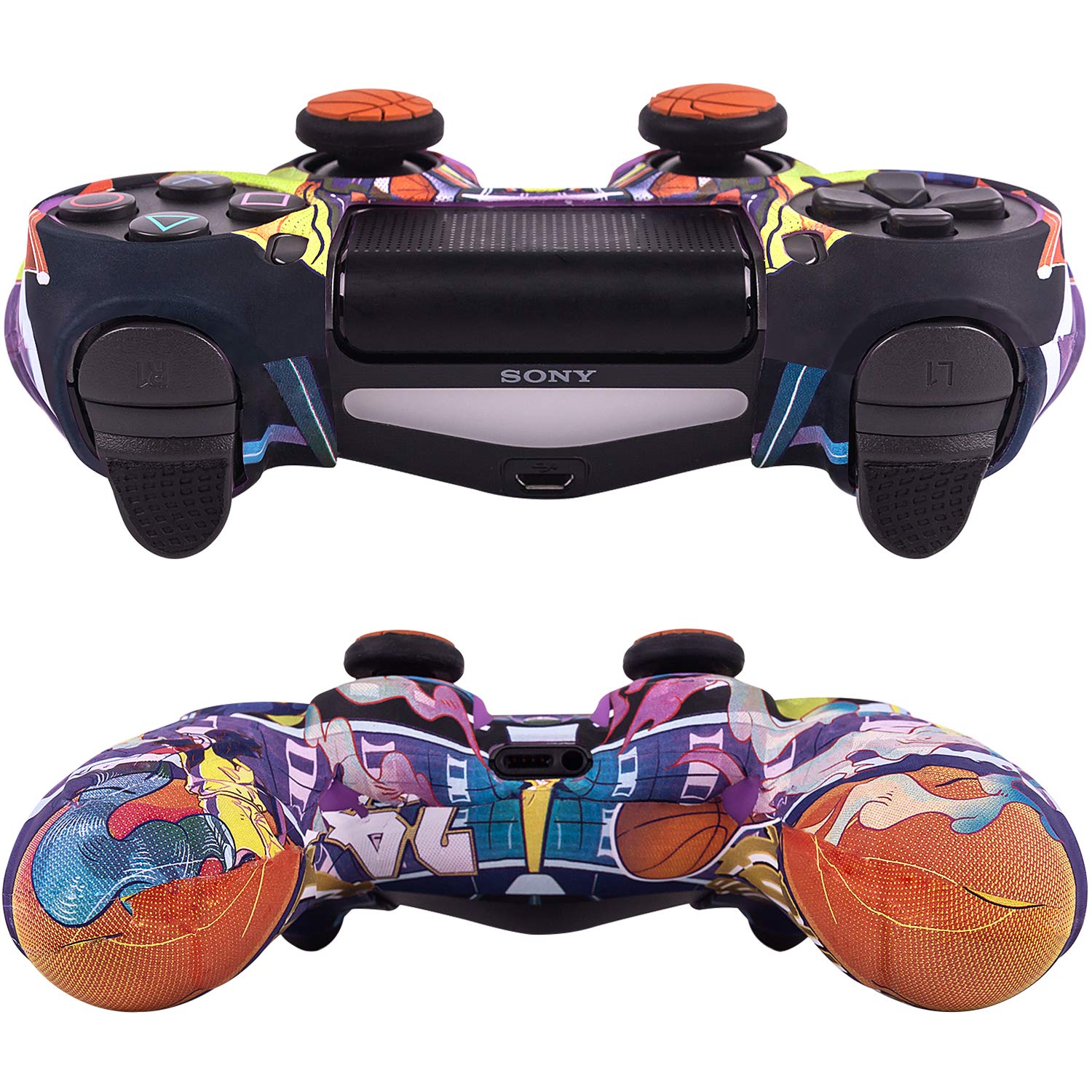 Premium Anti-Slip Silicone Cover for Sony PS4 Controller - DualShock 4 Skin Grip with 8 Thumb Grips (Kobe Design) - Compatible with PS4/PS4 Slim/PS4 Pro - Perfect for Gaming, Streaming & Esports Tournaments
