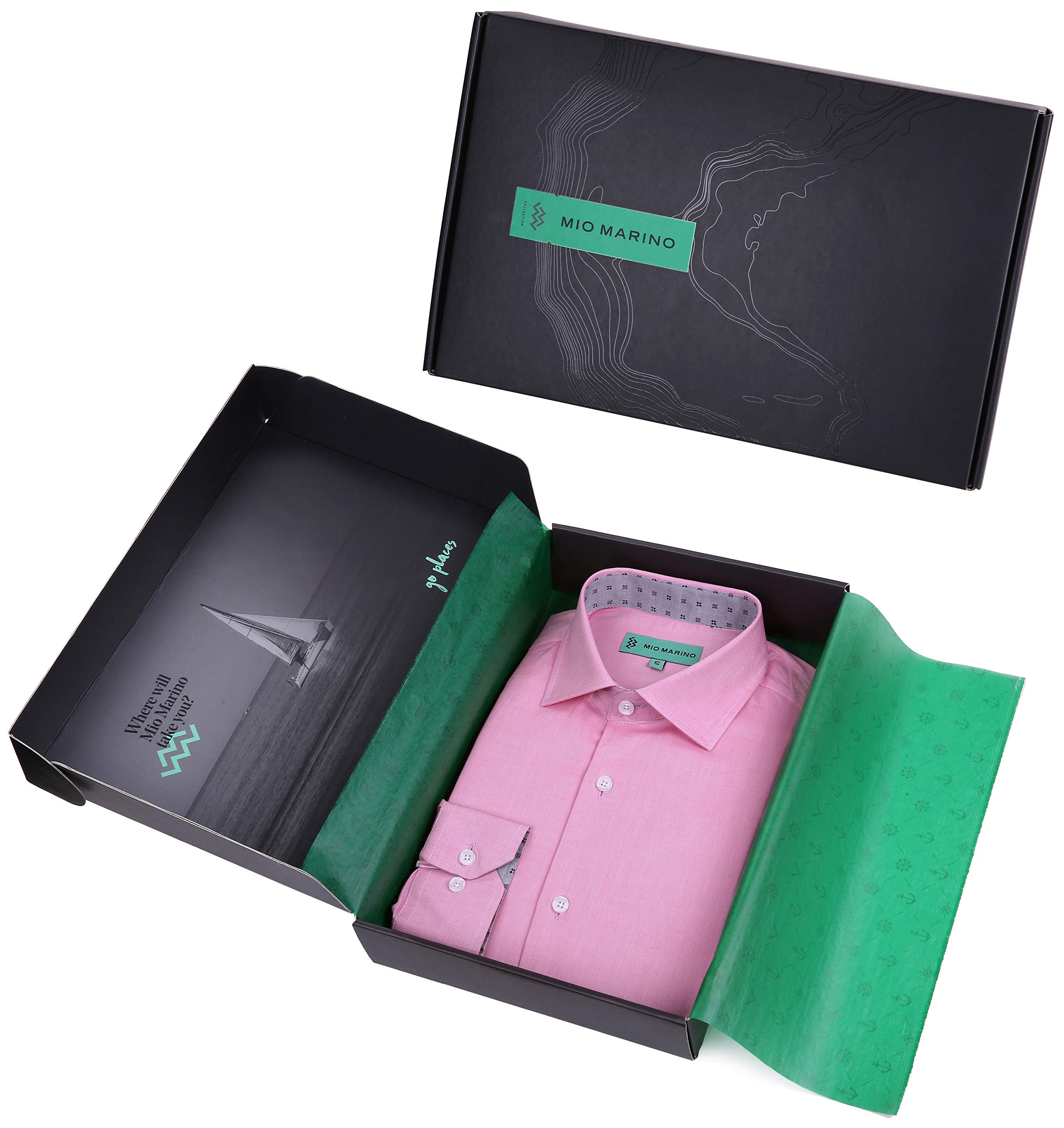 Premium Mio Marino Men's Long Sleeve Dress Shirts | Slim Fit Formal & Casual Cotton Shirt for Business, Office, and Special Occasions