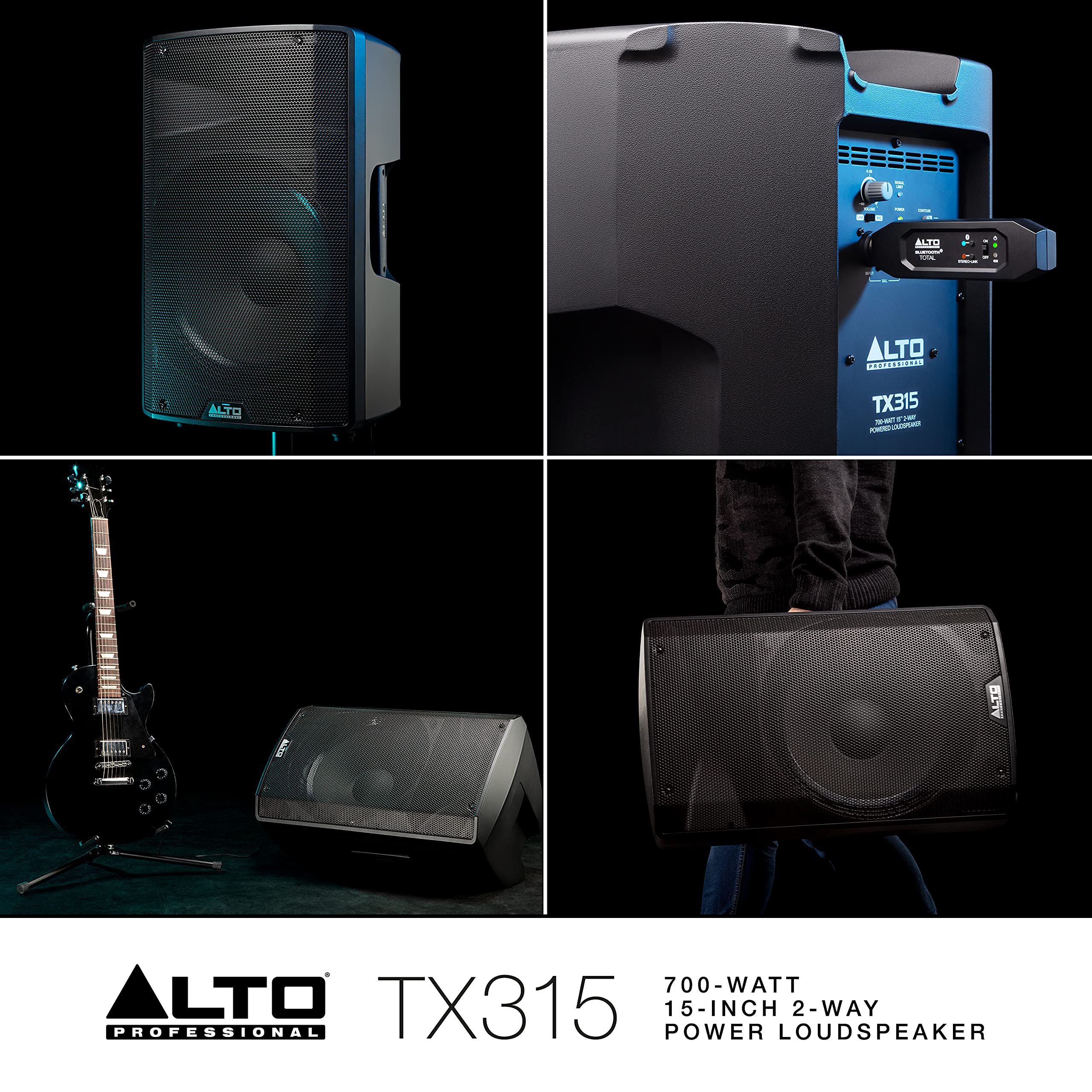 ALTO TX315 700W 15 Inch 2-Way Powered PA Speaker with Signal Limiting, Switchable Mic/Line Preamp & XLR Inputs/Outputs - Perfect for Live Performances, DJ Gigs, and Outdoor Events