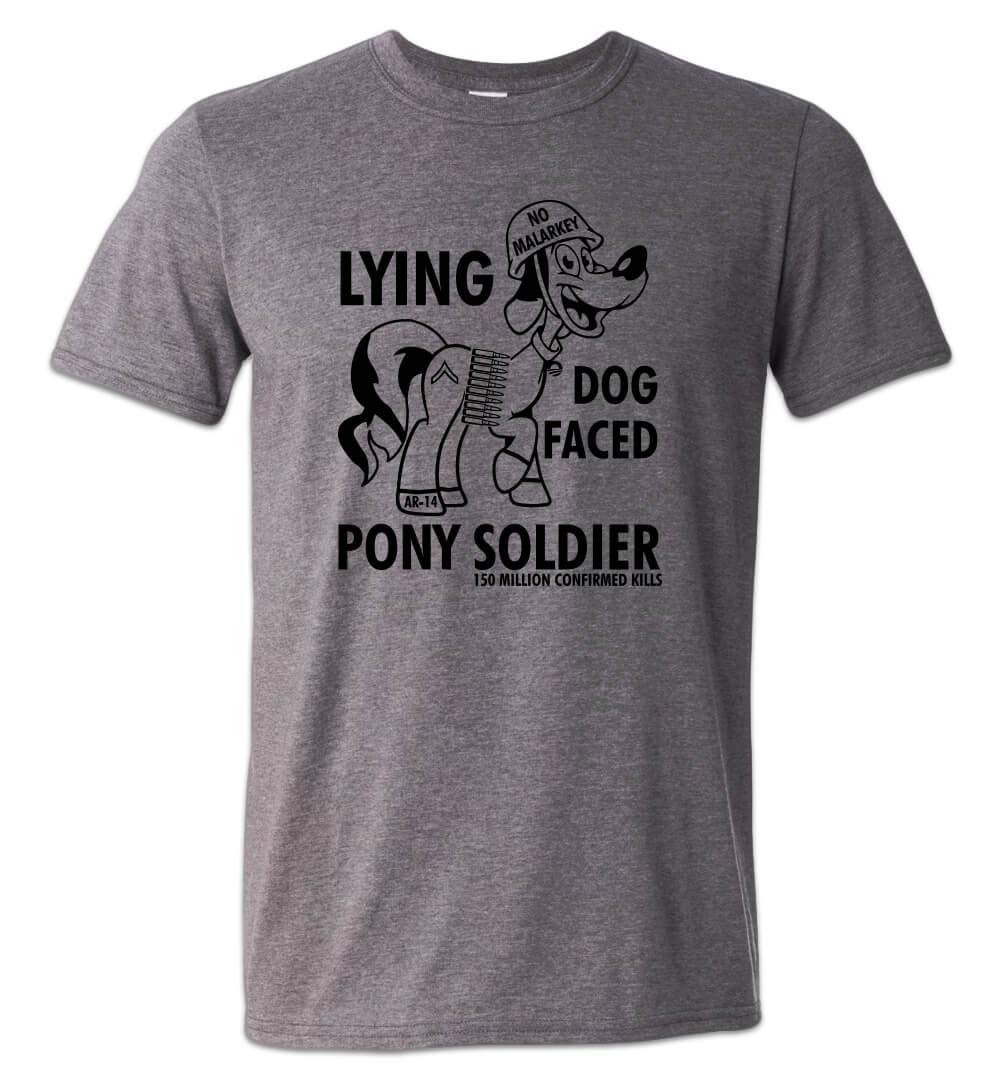 Lying Dog Faced Pony Soldier T-Shirt - 2020 Election Political Satire - Keep America Great Slogan - Funny Campaign Tee for Trump Supporters & Political Enthusiasts