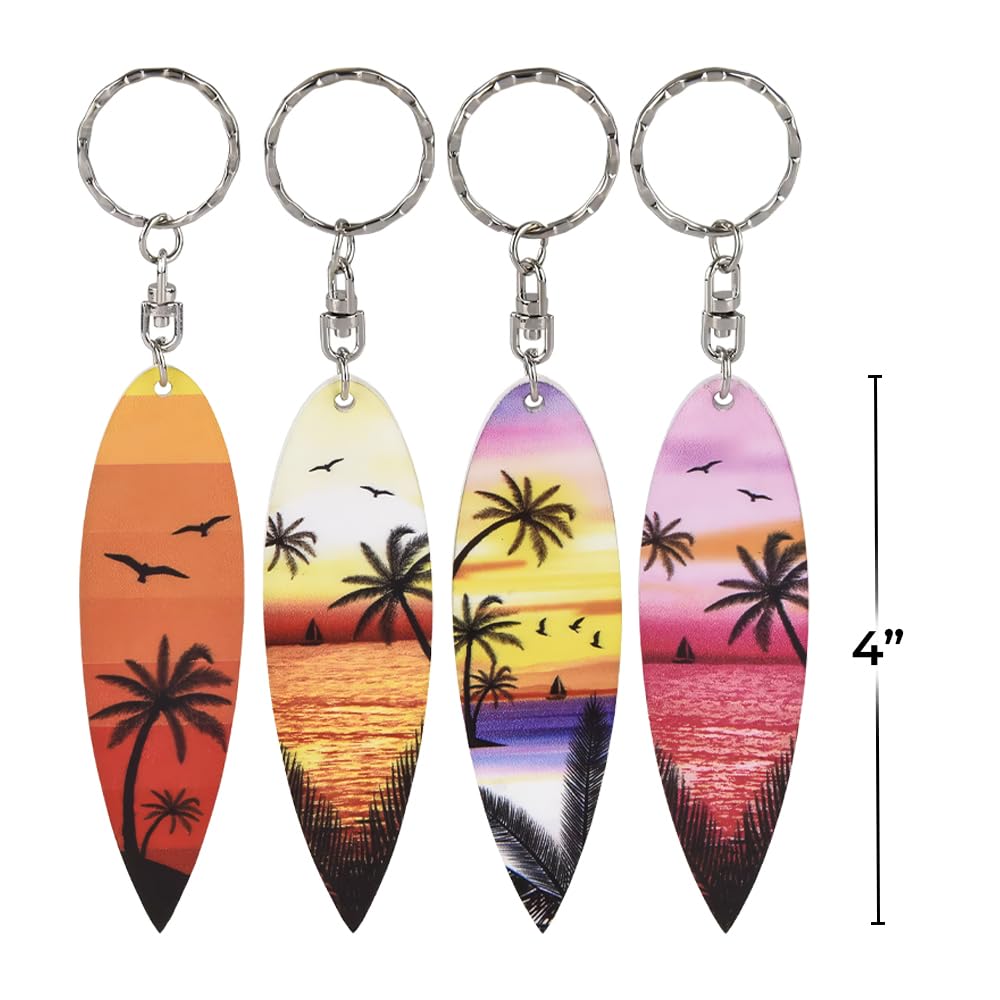 4 Inch Wooden Surfboard Keychain - Handcrafted Beach Theme Keyring for Surfers & Travelers - Perfect for Keys, Bags, Gifts & Beach Accessories