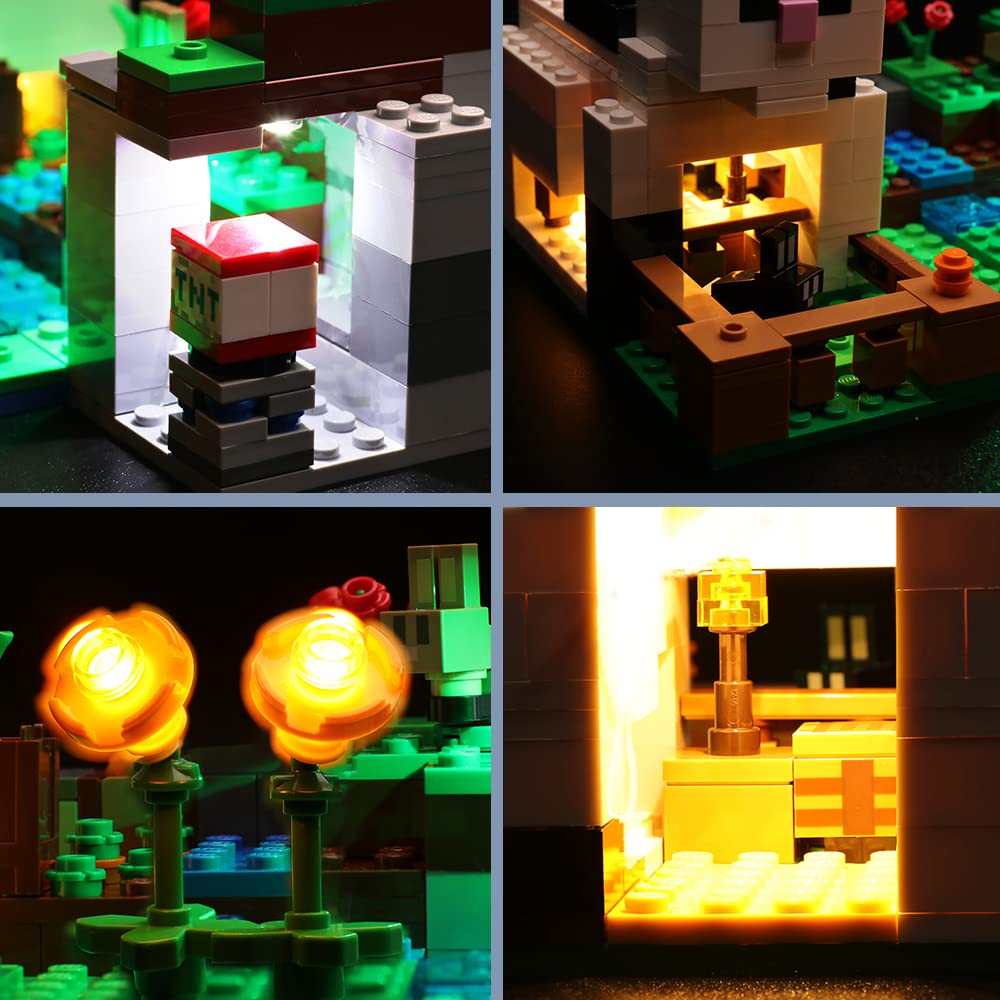 BrickBling LED Light Kit for LEGO Minecraft Rabbit Ranch 21181 - Compatible Lighting Set for LEGO 21181 (Lights Only, No LEGO Included) - Perfect for Nighttime Displays & Minecraft Themed Decor
