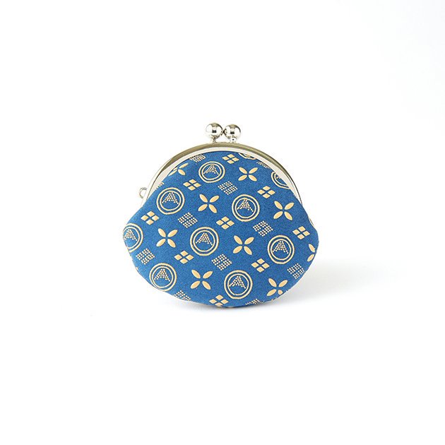 Japanese Deerskin Leather Coin Purse with Urushi Lacquer Clasp - Mt. Fuji Blue Pattern - Handmade in Japan - Elegant Gamaguchi Change Purse for Daily Use, Travel & Gift Giving
