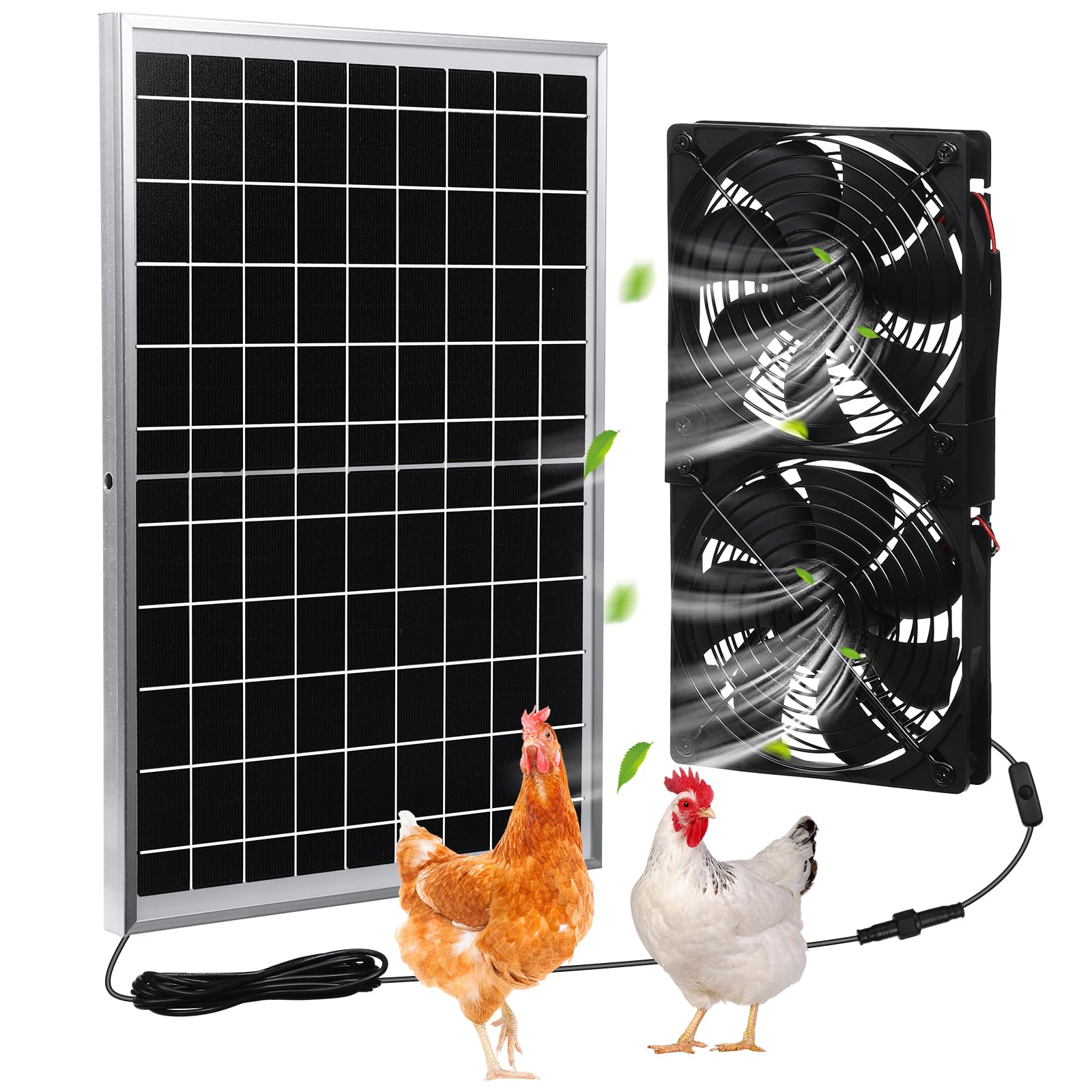 15W Solar Panel Fan Kit - 2 Pcs Waterproof High Speed DC Brushless Exhaust Fans for Attic, Shed, Barn, Chicken Coop & Greenhouse - DIY Cooling Ventilation System (Perfect for Solar Powered Air Circulation in Outdoor Structures)
