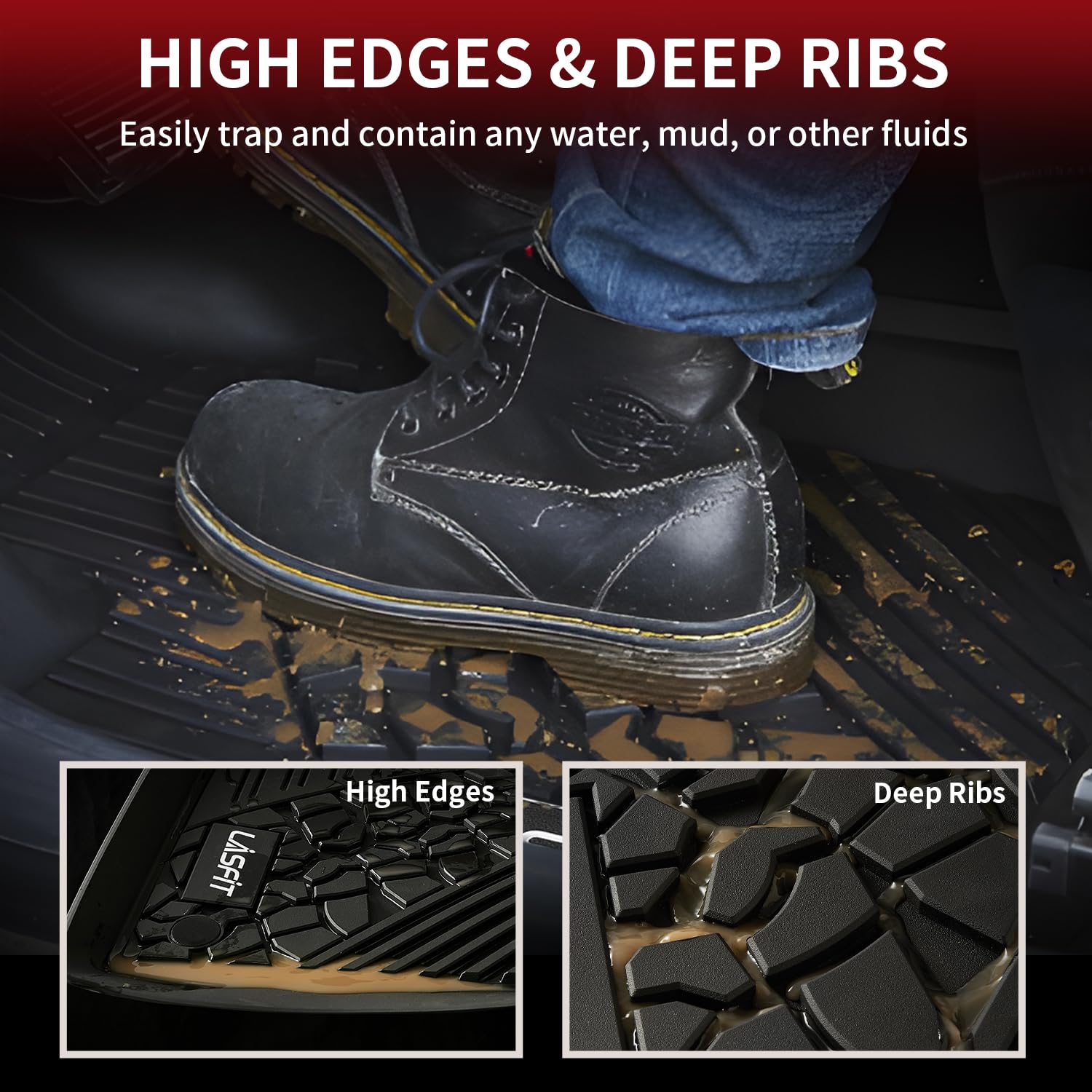 LASFIT All-Weather TPE Floor Mats & Trunk Liner for Jeep Wrangler JL 2018-2025 (4-Door, Flat Load Floor, No Subwoofer) - Durable, Custom Fit, Non-Slip Protection - Perfect for Off-Roading, Camping & Daily Driving