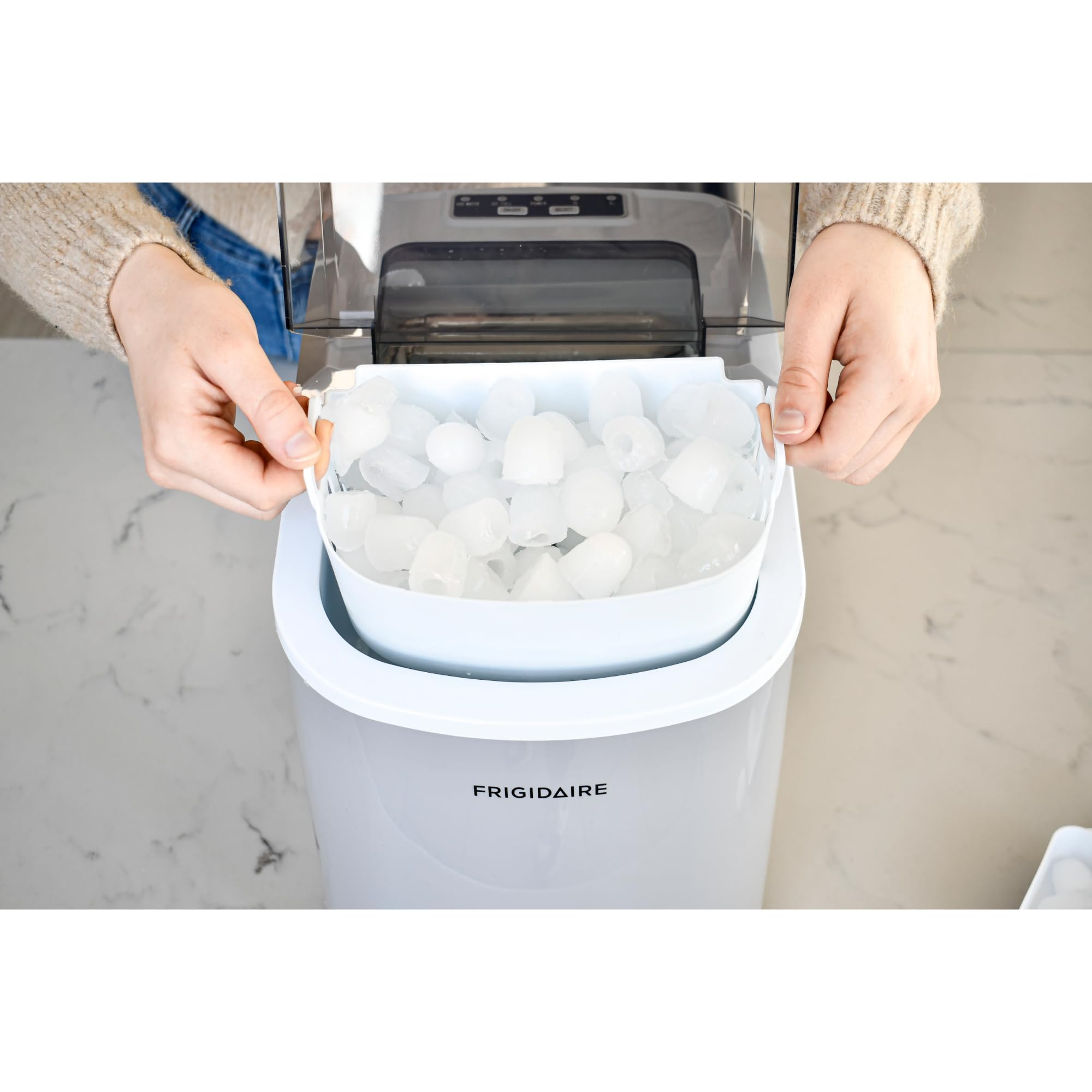 Frigidaire EFIC118-SILVER-KL Portable Countertop Ice Maker Machine - 26 lbs Daily Output, Silver - Perfect for Home, Office, RV, and Parties