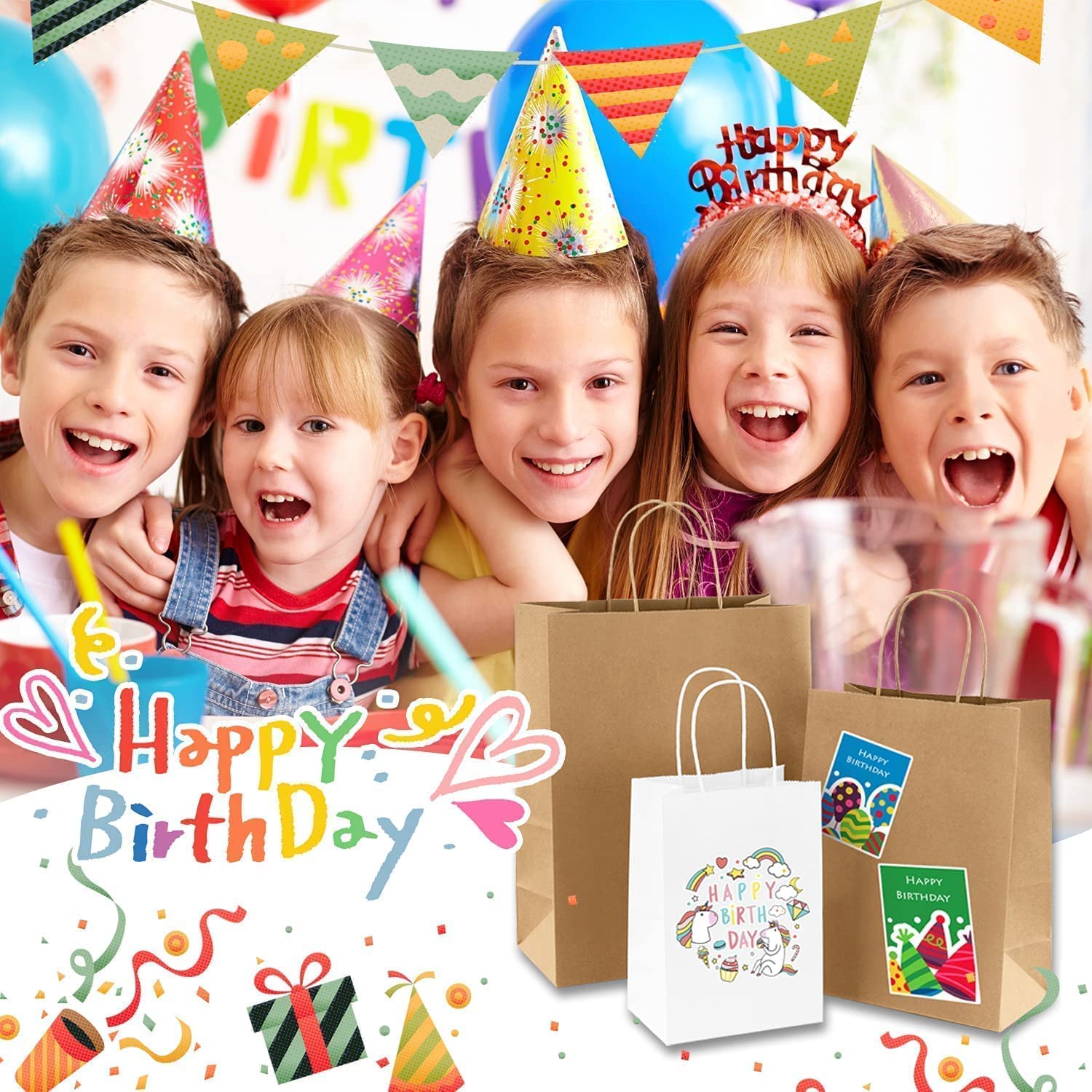 Eco-Friendly Brown Kraft Paper Gift Bags 6x8x4 Inches - 15 Pack Disposable Recycled Party Favor Goodie Bags for Birthdays, Weddings & Baby Showers - Sustainable Return Gift Packaging for Crafts & Events