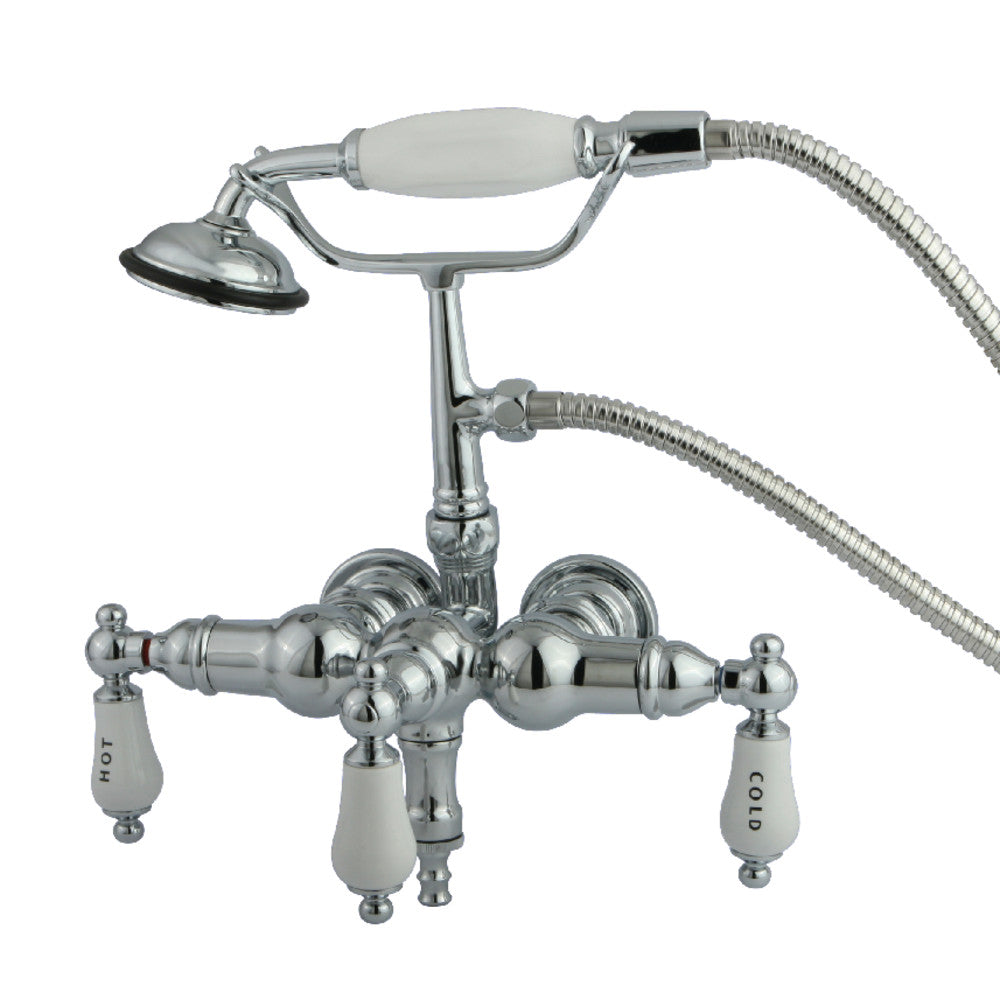 Kingston Brass CC21T8 Vintage 3-3/8 Inch Wall Mount Bathtub Faucet with Hand Shower - Perfect for Classic Bathroom Renovations & Spa-Like Showers