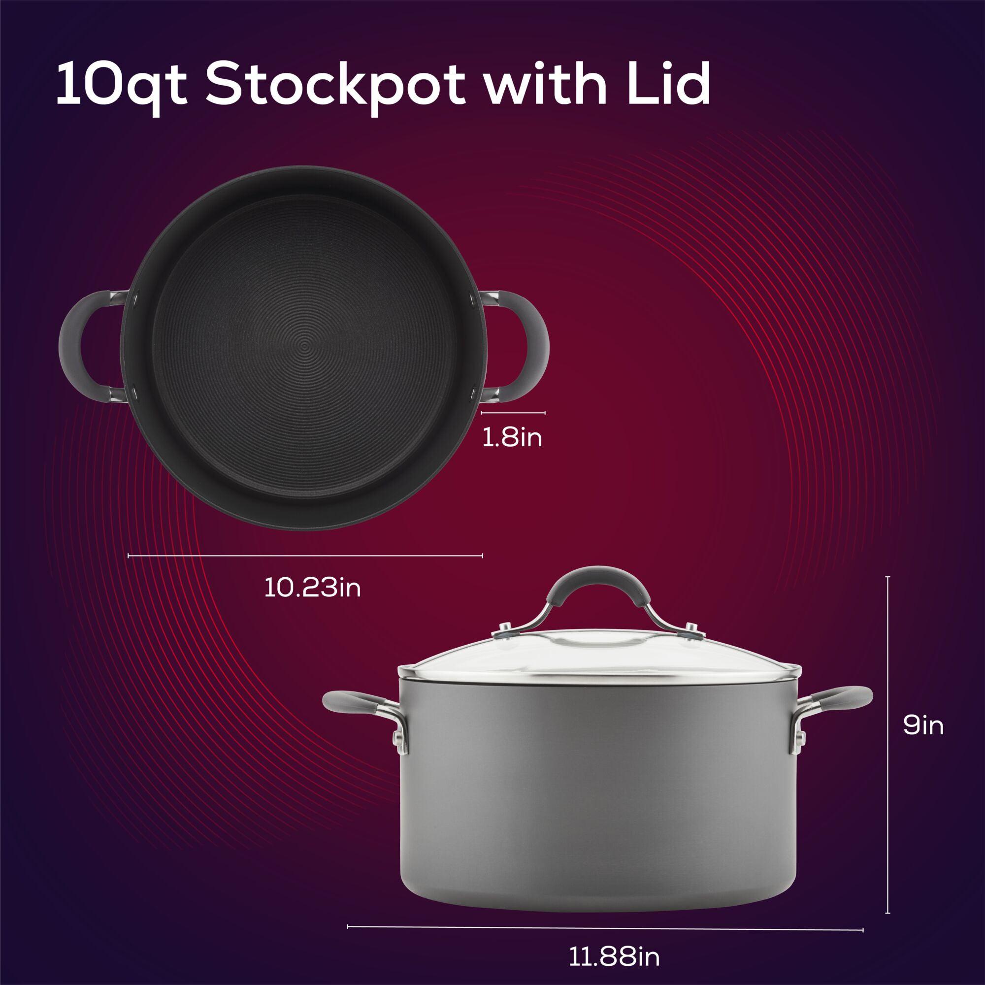 10 Quart Nonstick Stock Pot - Large Cooking Pot for Soups, Stews, Pasta & Family Meals | Durable Induction-Compatible Pot for Home & Professional Kitchens