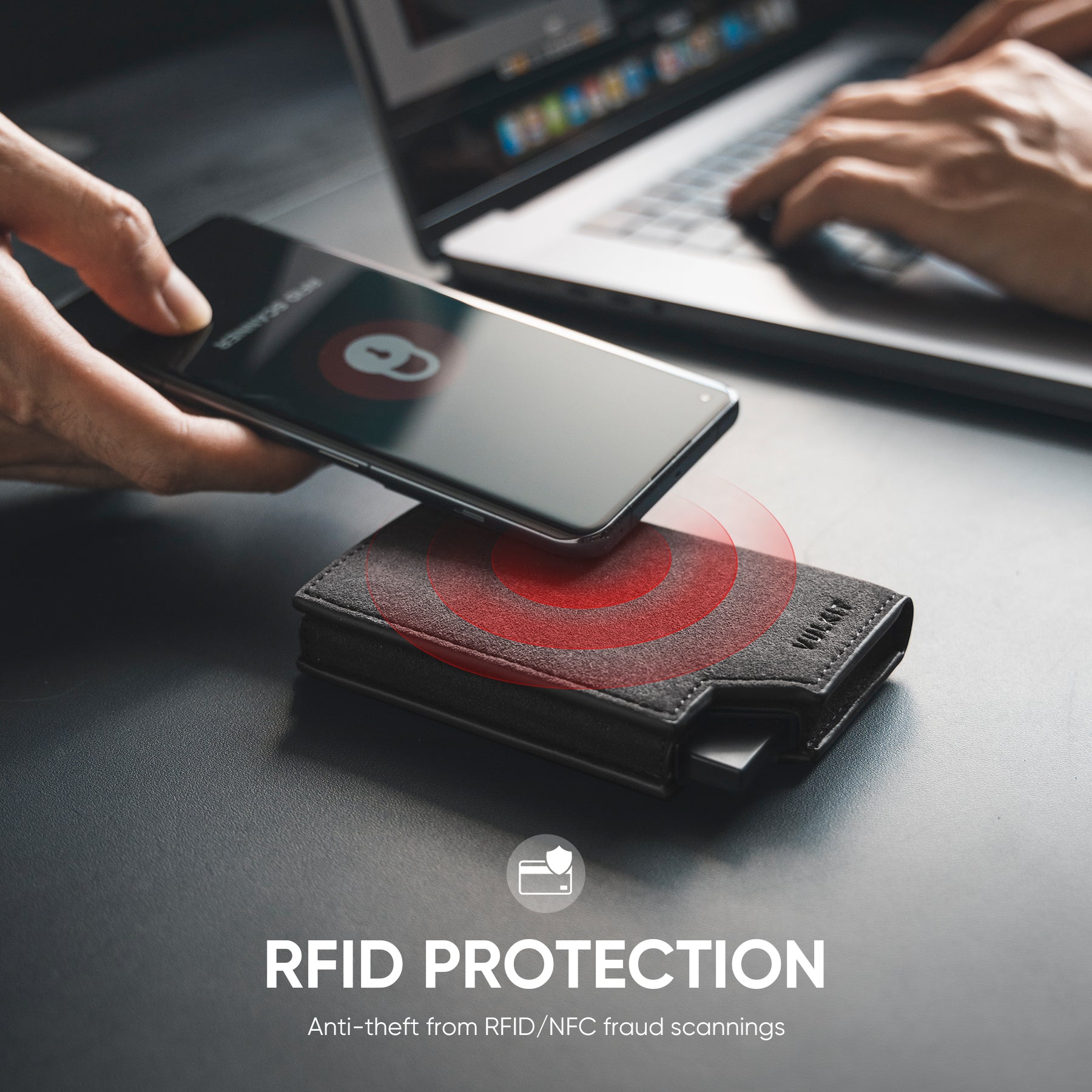 VC402A Premium Alcantara Leather Card Holder with RFID Protection - Slim Wallet with Magnetic Closure & Banknote Compartment | Perfect for Travel, Business & Everyday Use