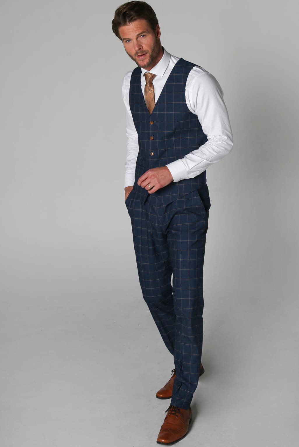 Hamleys Navy Blue Men's Three Piece Suit | Formal Business Attire | Perfect for Weddings, Office & Special Occasions