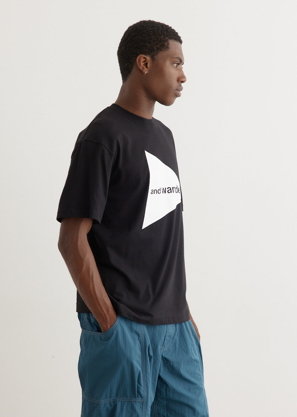 And Wander Logo Short Sleeve T-Shirt for Men - Lightweight Casual Cotton Tee for Outdoor Hiking, Travel & Streetwear Fashion