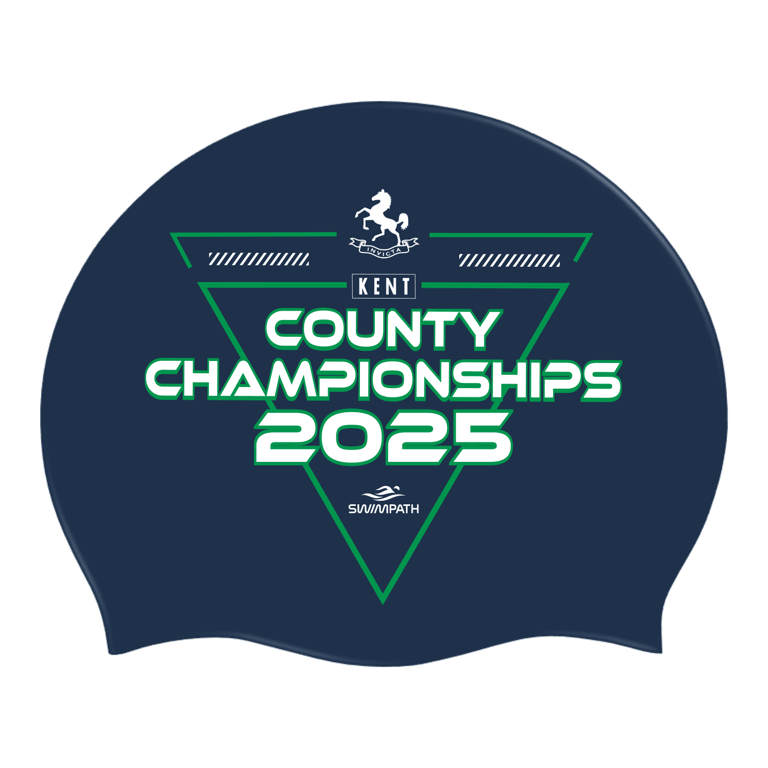 Kent County ASA County Championships 2025 Competition Silicone Swim Cap - Dark Navy Blue for Competitive Swimming & Training