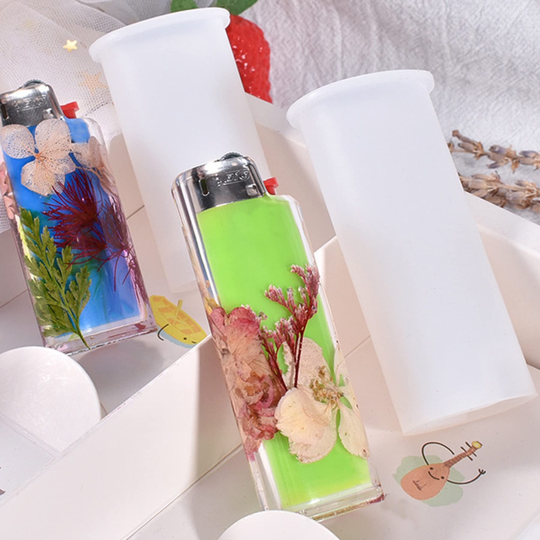 Cayway 10 PCS Lighter Case Resin Molds Set - 3 PCS Epoxy Resin Casting Molds with Sequins & Dried Flowers for DIY Crafts, Jewelry Making, and Unique Gift Ideas - Perfect for Home Decor, Party Favors, and Personalized Accessories