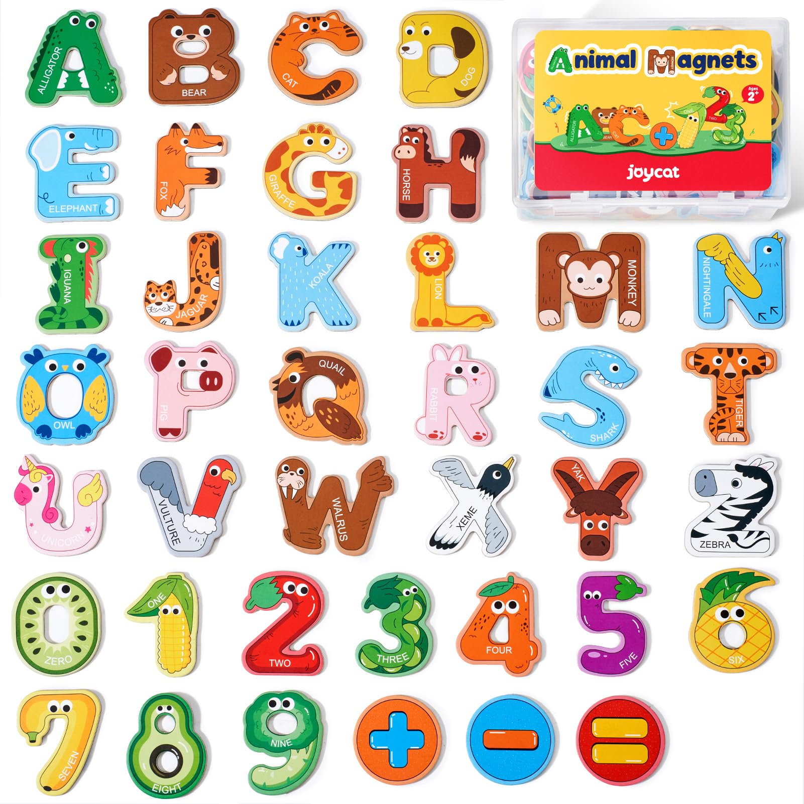 JoyCat Wooden ABC Magnets for Toddlers - 36 Uppercase Letters & Numbers for Fridge Learning & Spelling - Preschool Educational Toy