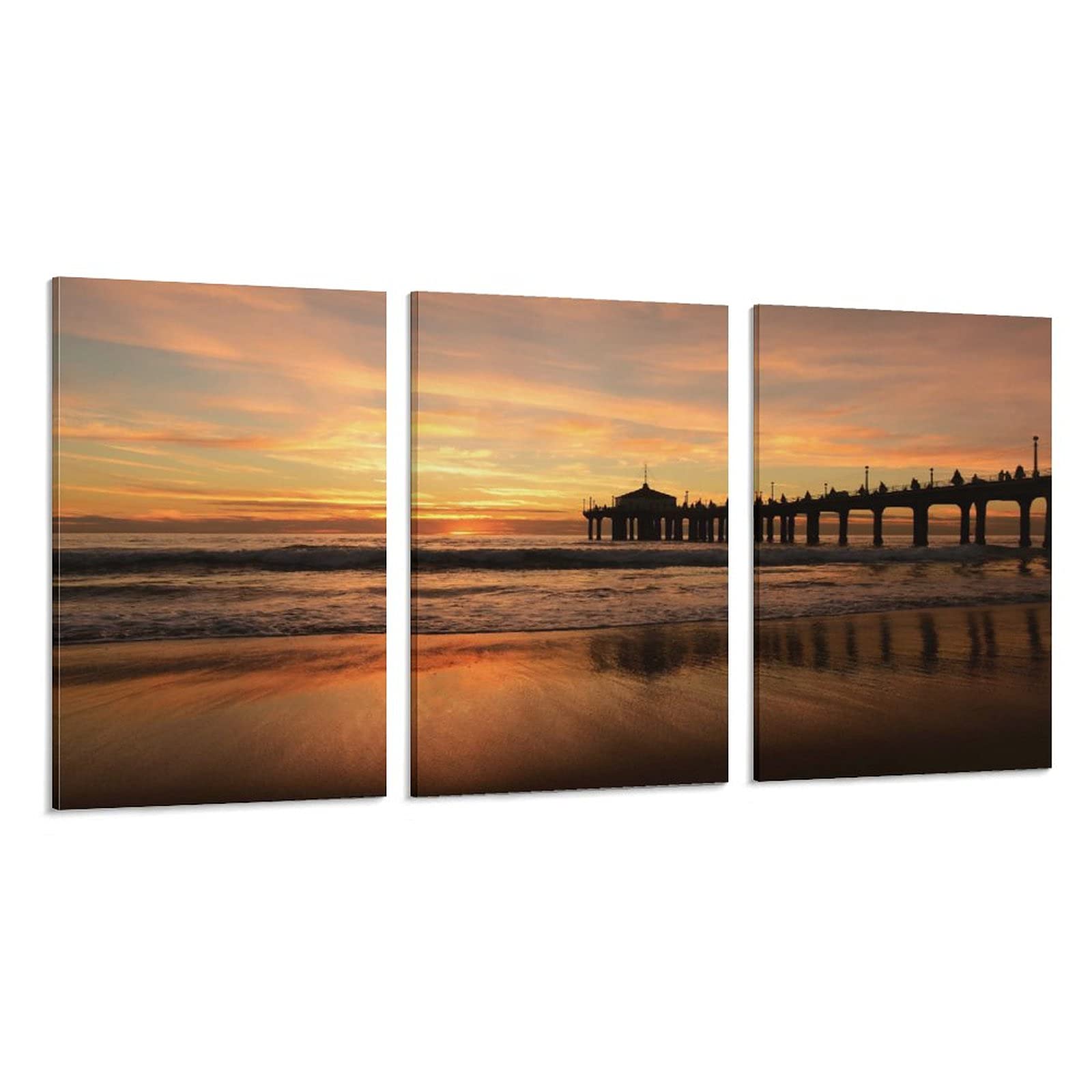 Modern Canvas Wall Art - Sea Bridge Landscape Painting, 24x36 Inch (60x90cm) Home Decor for Living Room, Bedroom & Office - Perfect for Coastal & Contemporary Interior Design