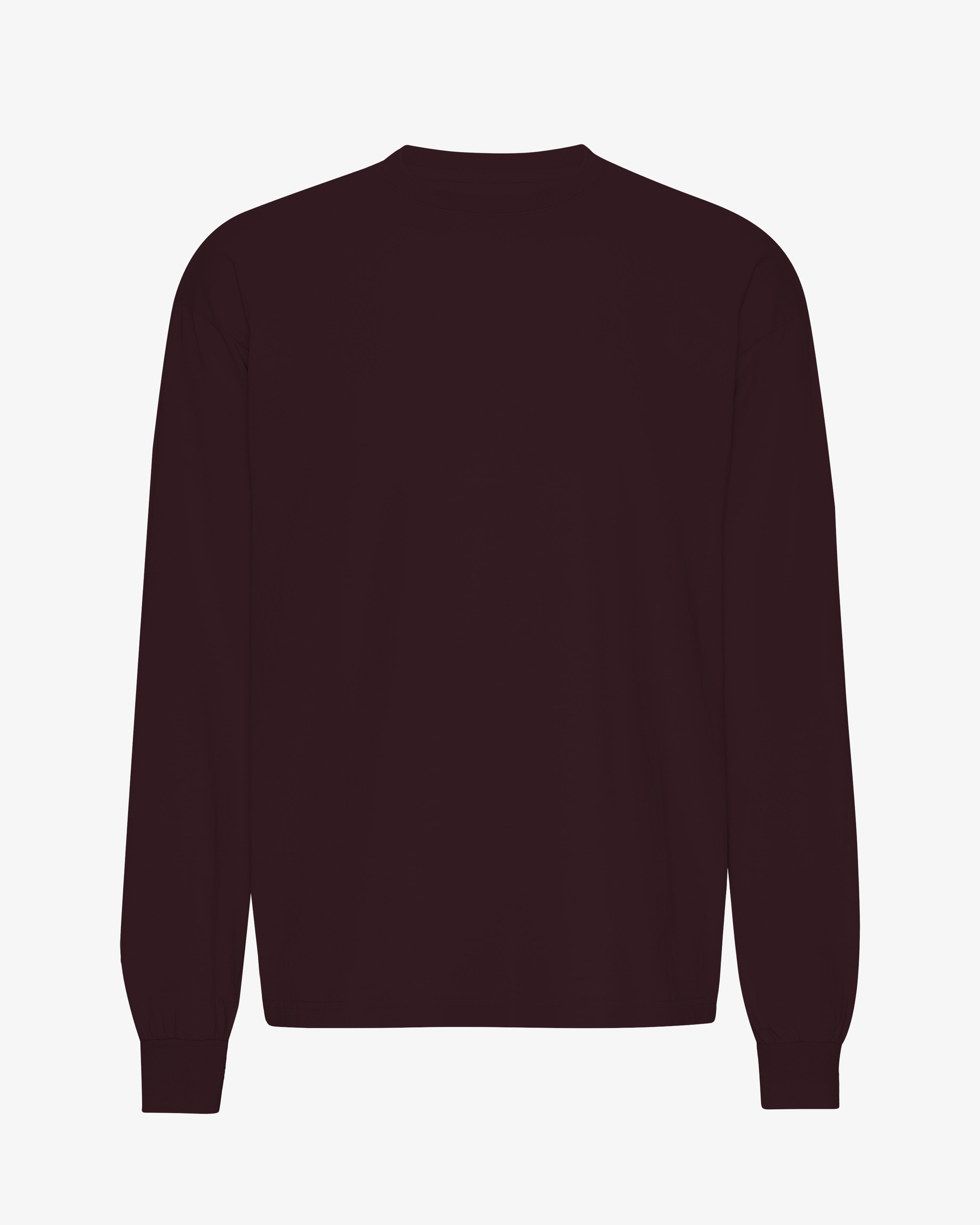 Oversized Organic Long Sleeve T-Shirt for Women - Soft Cotton, Oxblood Red - Perfect for Casual Wear, Layering & Fall Fashion