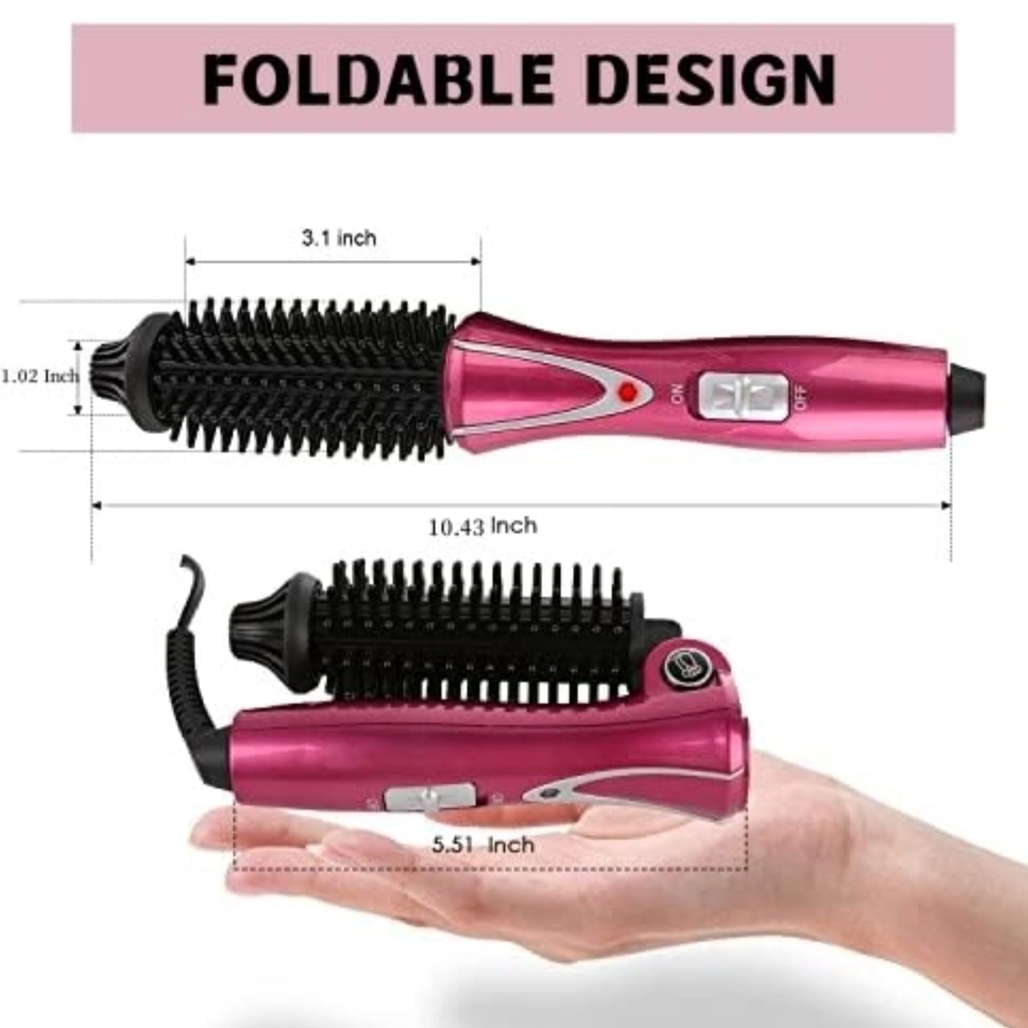 Professional Hair Curling Wand - Anti-Scald Instant Heat Up Curler & Hot Brush for Women, Multi-Styler for Long & Short Hair (UK Plug 110-240V) - Perfect for Home Styling, Salon Use & Travel