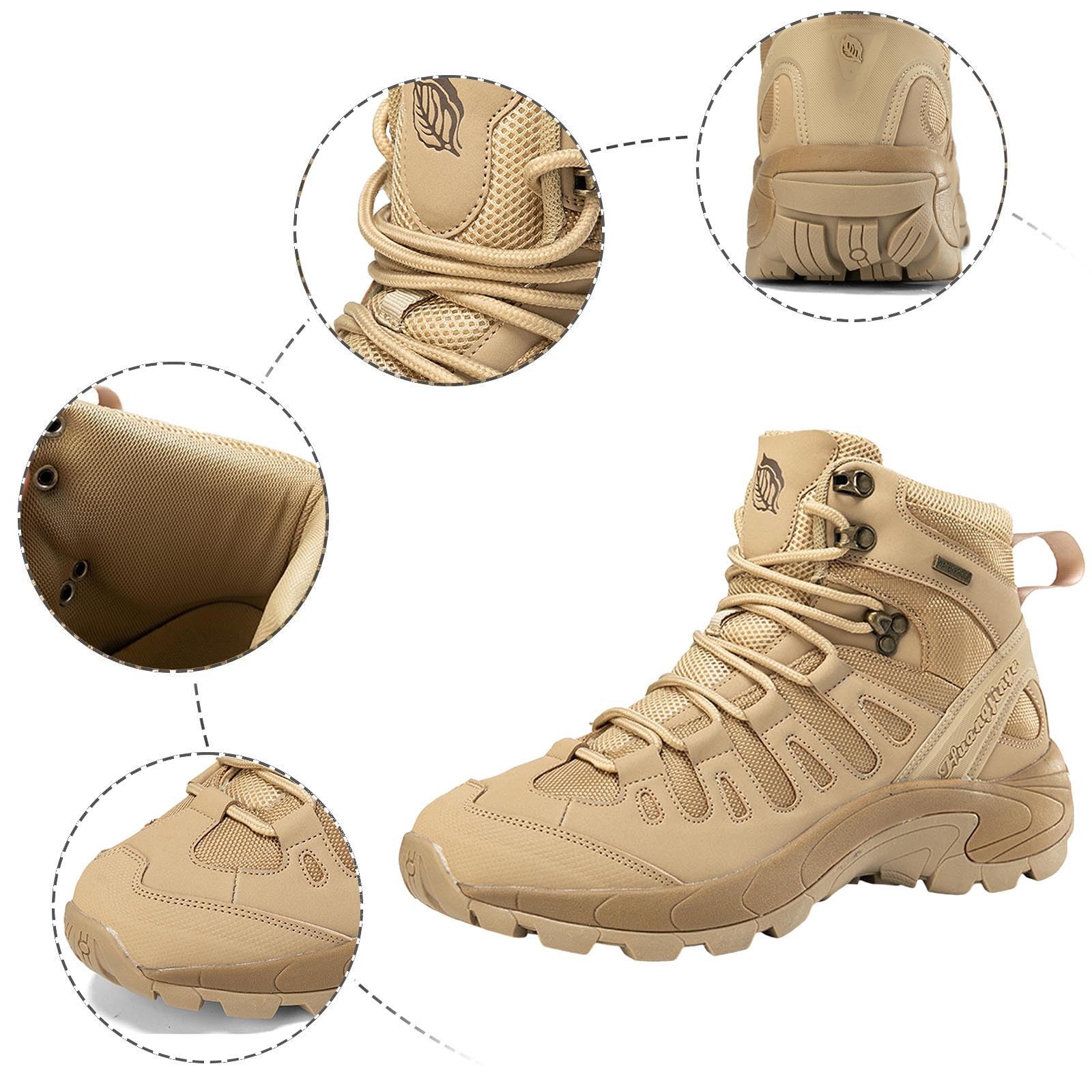 Baiomawzh Men's Wide Hiking Shoes - Non-Slip Ankle High Mountain Trekking Shoes, Breathable Waterproof Lightweight Outdoor Sports Shoes for Summer Climbing & Hiking Adventures | Perfect for Trail Walking, Backpacking & Mountain Expeditions