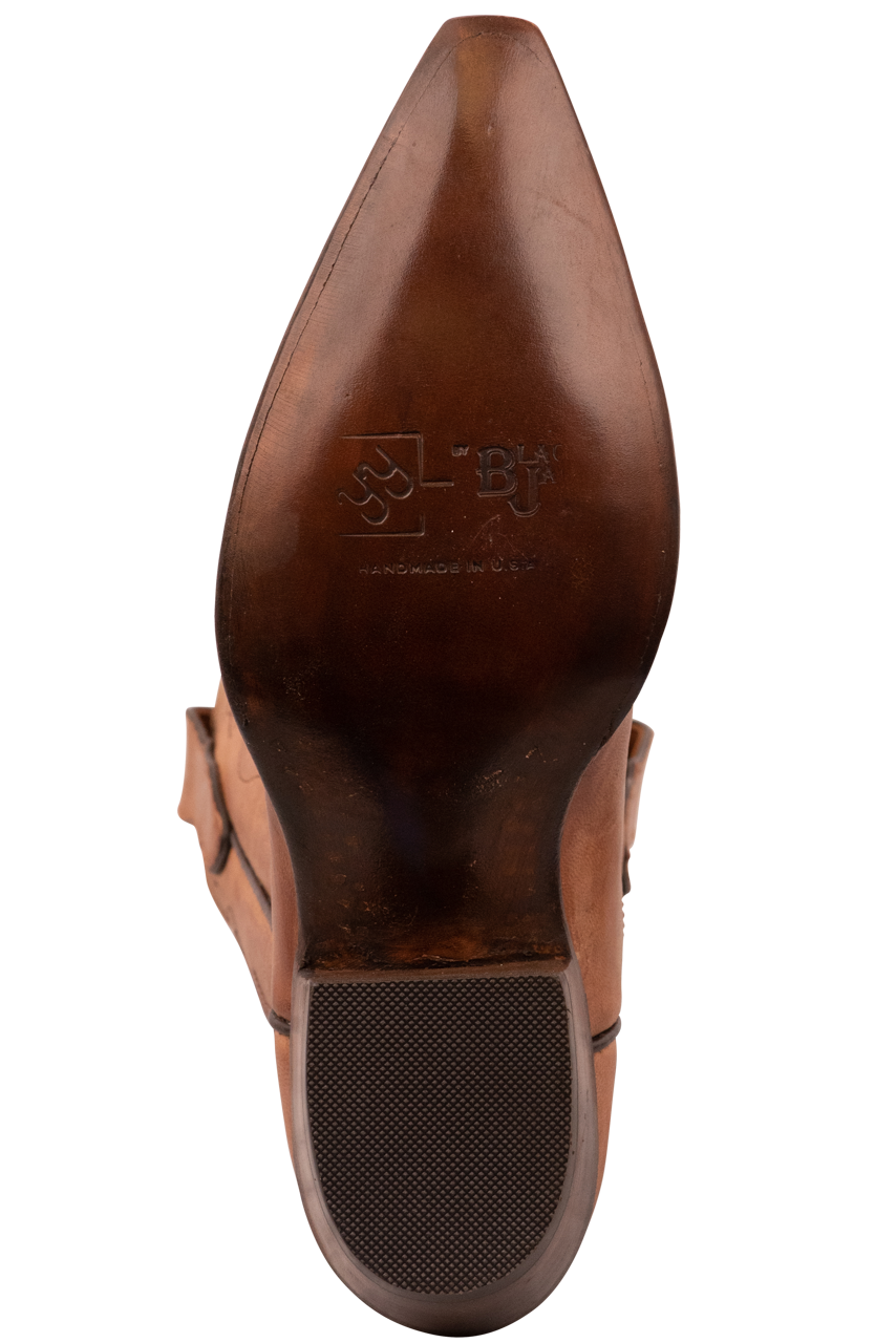 Black Jack Goat Leather Cowgirl Boots in Tan - Western Style Ankle Boots for Women | Perfect for Country Dancing, Rodeo Events & Everyday Wear