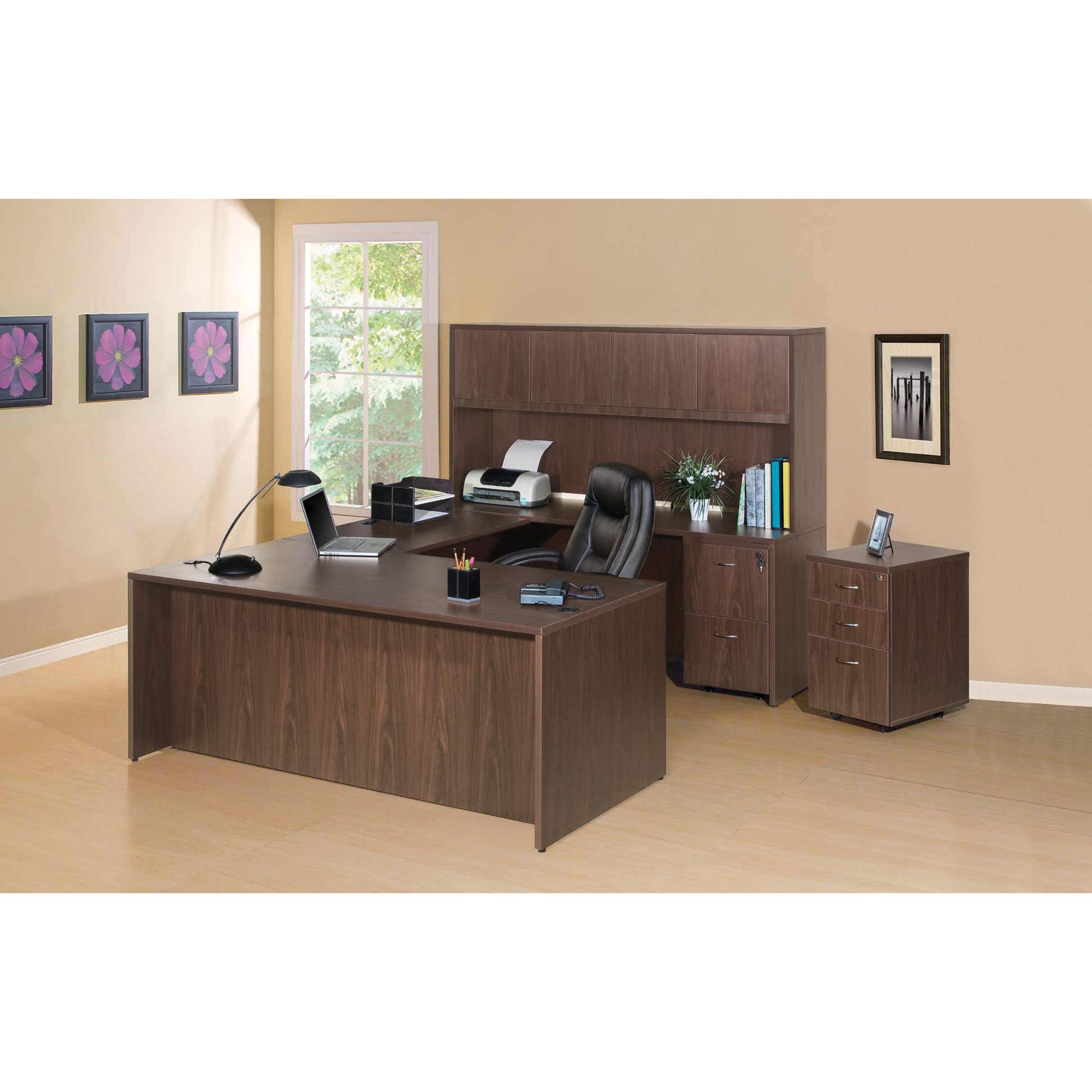 Lorell Essentials Series Walnut Laminate Lateral File Cabinet - Stylish Office Storage Solution for Documents & Files
