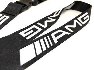 AMG Lanyard Keychain - Black with White Logo for Keys, ID Badges & Event Passes - Perfect for Work, School, Conventions & Travel Accessories