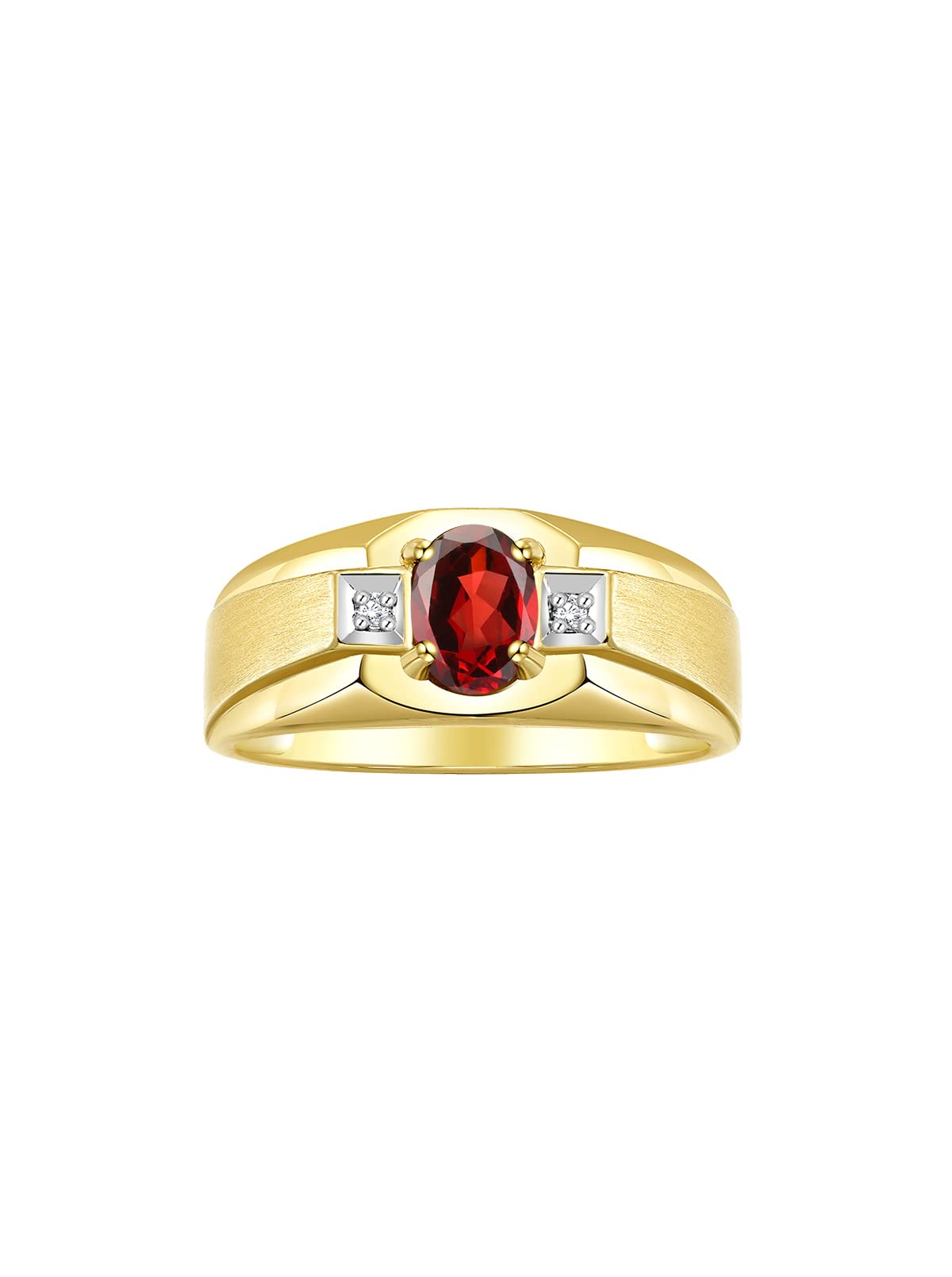 Rylos Men's Classic 7X5MM Oval Gemstone & Diamond Ring - Yellow Gold Plated Silver Birthstone Rings for Men (Sizes 8-13) | Perfect for Weddings, Anniversaries & Gifts