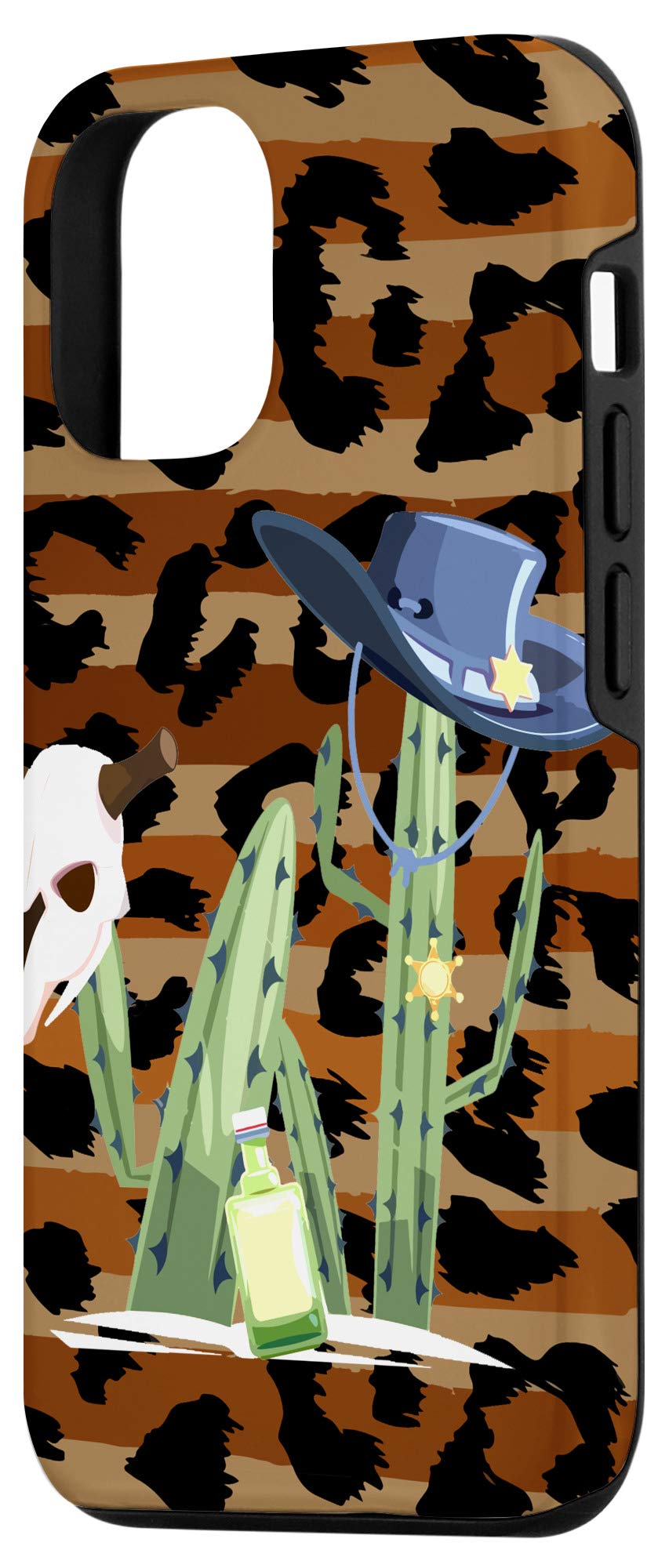 iPhone 12/12 Pro Case - Cactus Leopard Desert Animal Skull Cowboy Hat Design | Stylish Protective Cover for Daily Use, Outdoor Adventures & Western Theme Parties