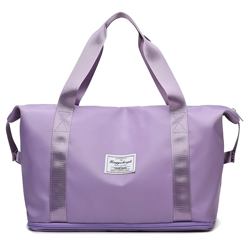 Premium Yoga & Fitness Tote Bag with Dry Wet Separation - Waterproof Travel Shoulder Bag for Gym, Workout & Beach (Purple) - Ideal for Yoga Classes, Gym Sessions & Outdoor Activities