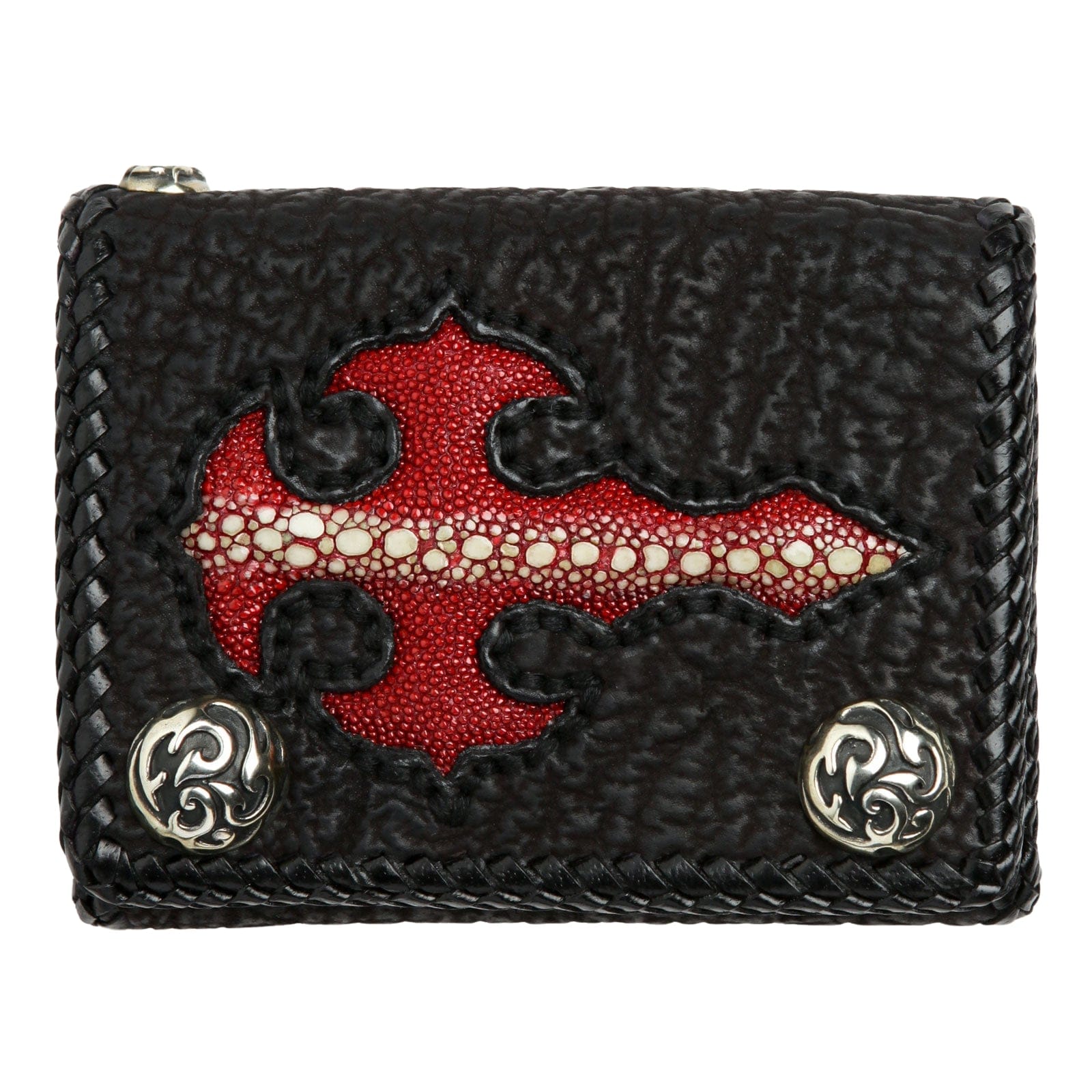 Genuine Leather Biker Wallet with Chain - Gothic Style Red Wallet for Men - Perfect for Motorcycle Riders, Bikers, and Fashion Enthusiasts