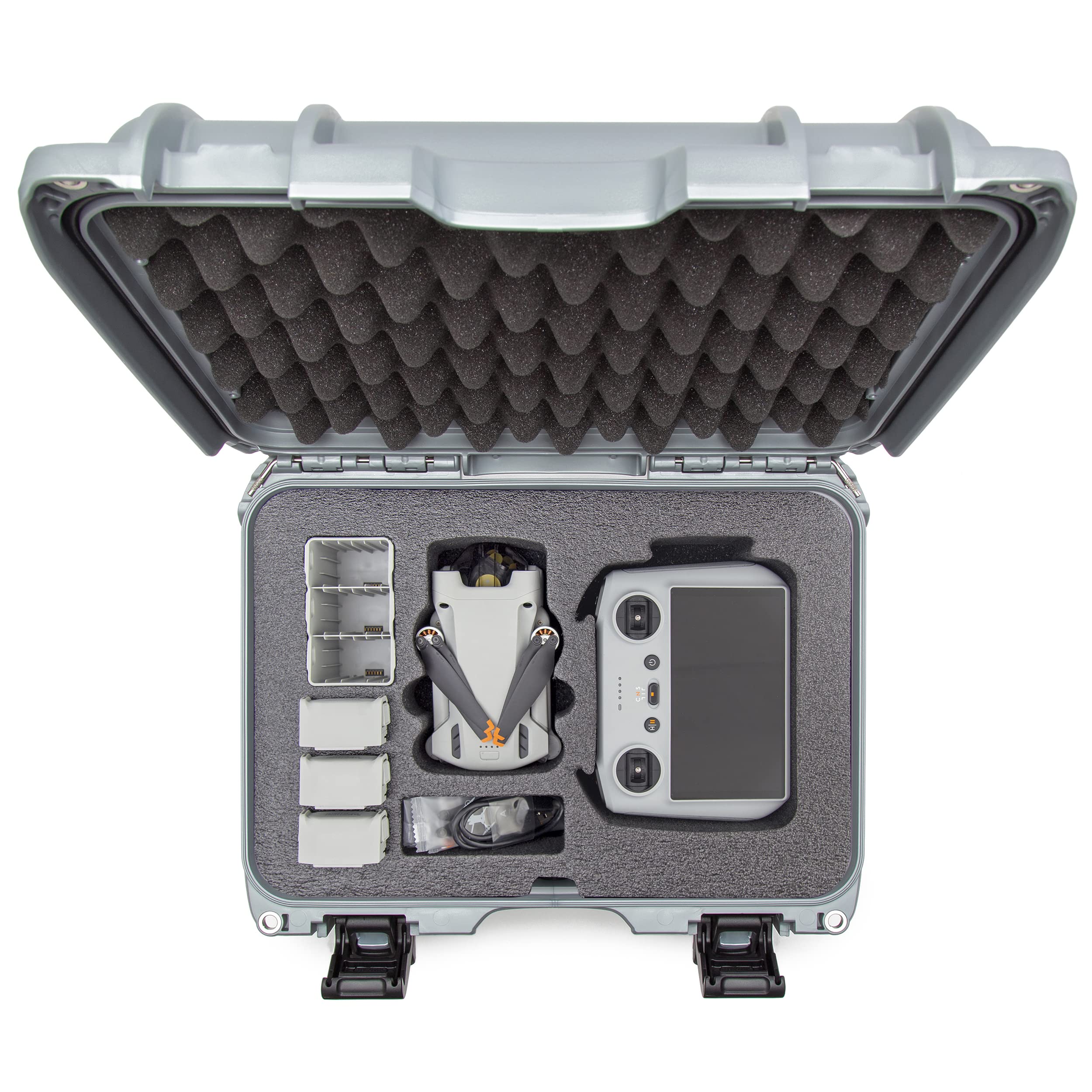 Nanuk 915 Waterproof Hard Case for DJI Mini 3 & Mini 3 Pro - Custom Foam Insert Fits Fly More Combo & RC-N1/RC Controller (Silver) - Perfect for Drone Travel, Outdoor Adventures & Professional Aerial Photography