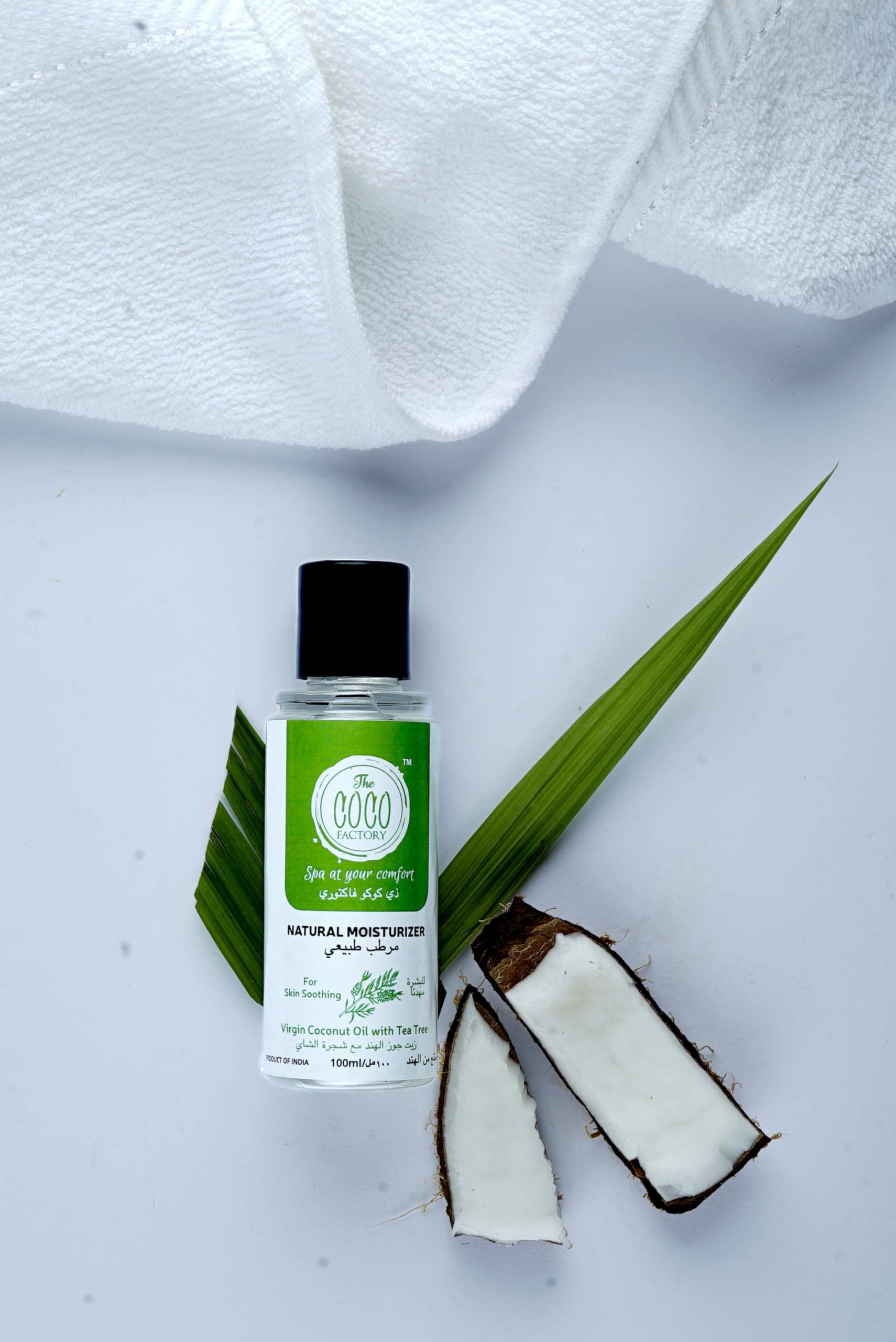The Coco Factory - 100% Natural Coconut & Tea Tree Body Oil (100ml) - Hydrating Moisturizer & Relaxing Massage Oil for Dry Skin, Aromatherapy & Spa Use